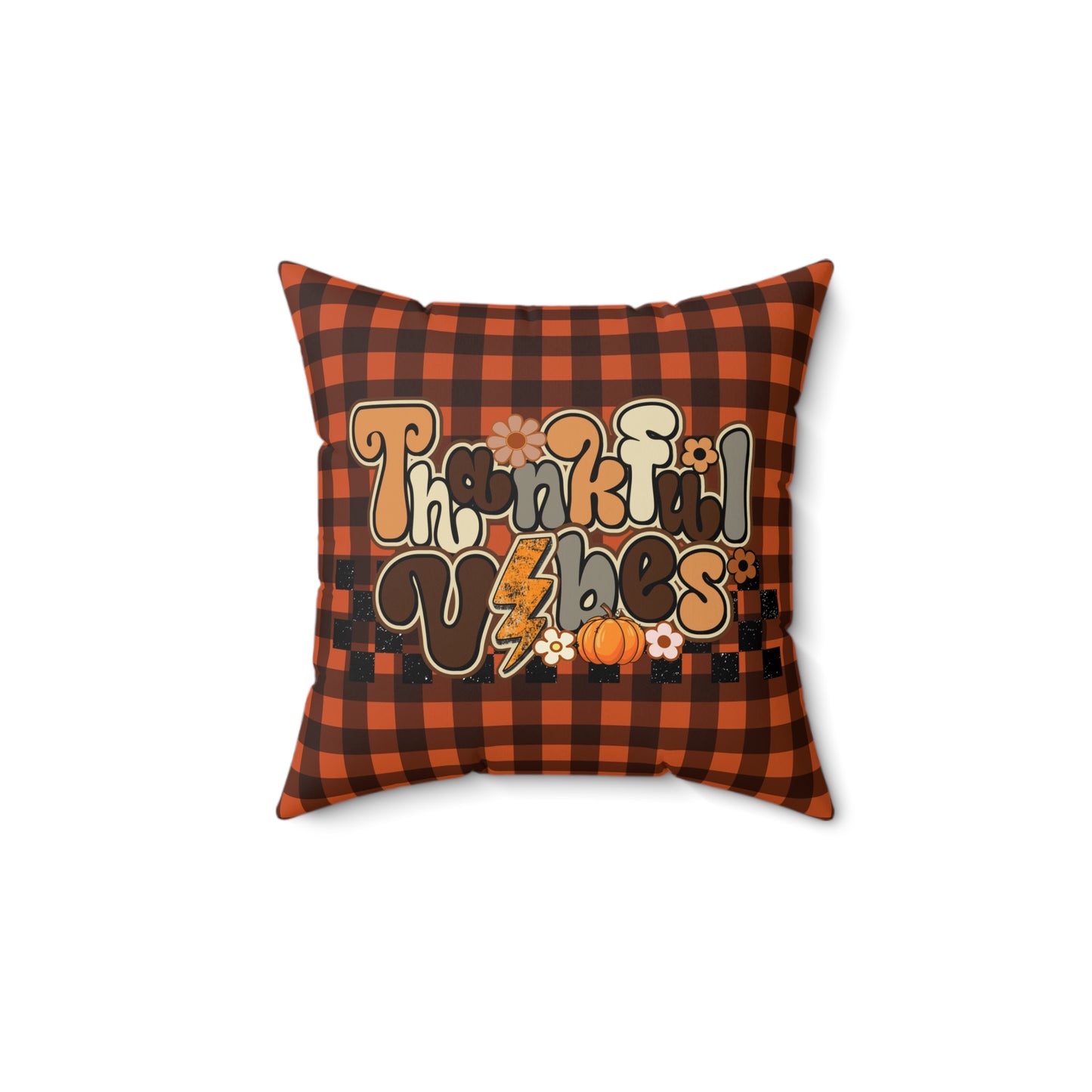 Spun Polyester Square Pillow - Autumn Harvest Thankful Vibes, Beautiful Fall Season Decor, Stylish Accent for Any Room in Home or Office