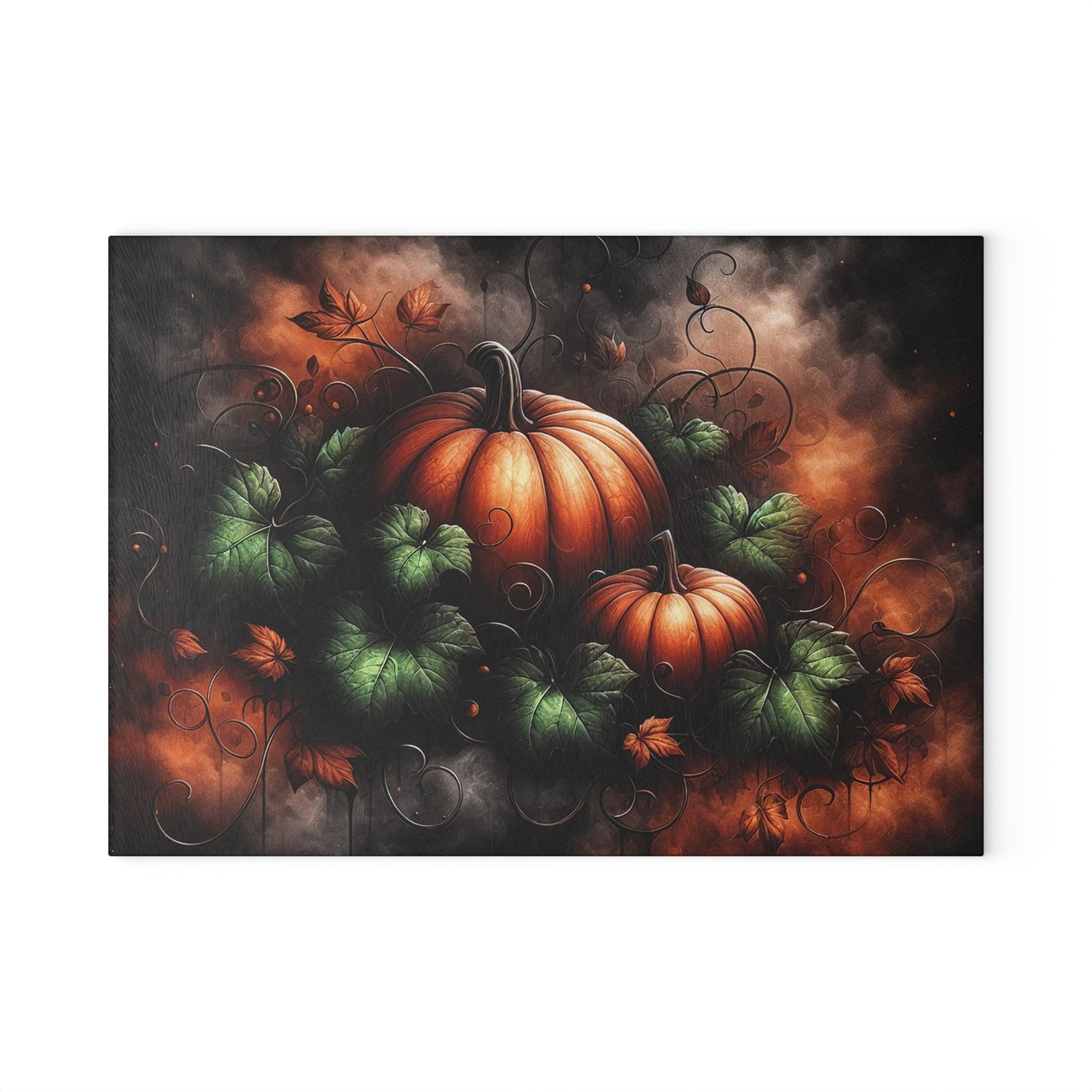 Autumn Pumpkins Glass Cutting Board