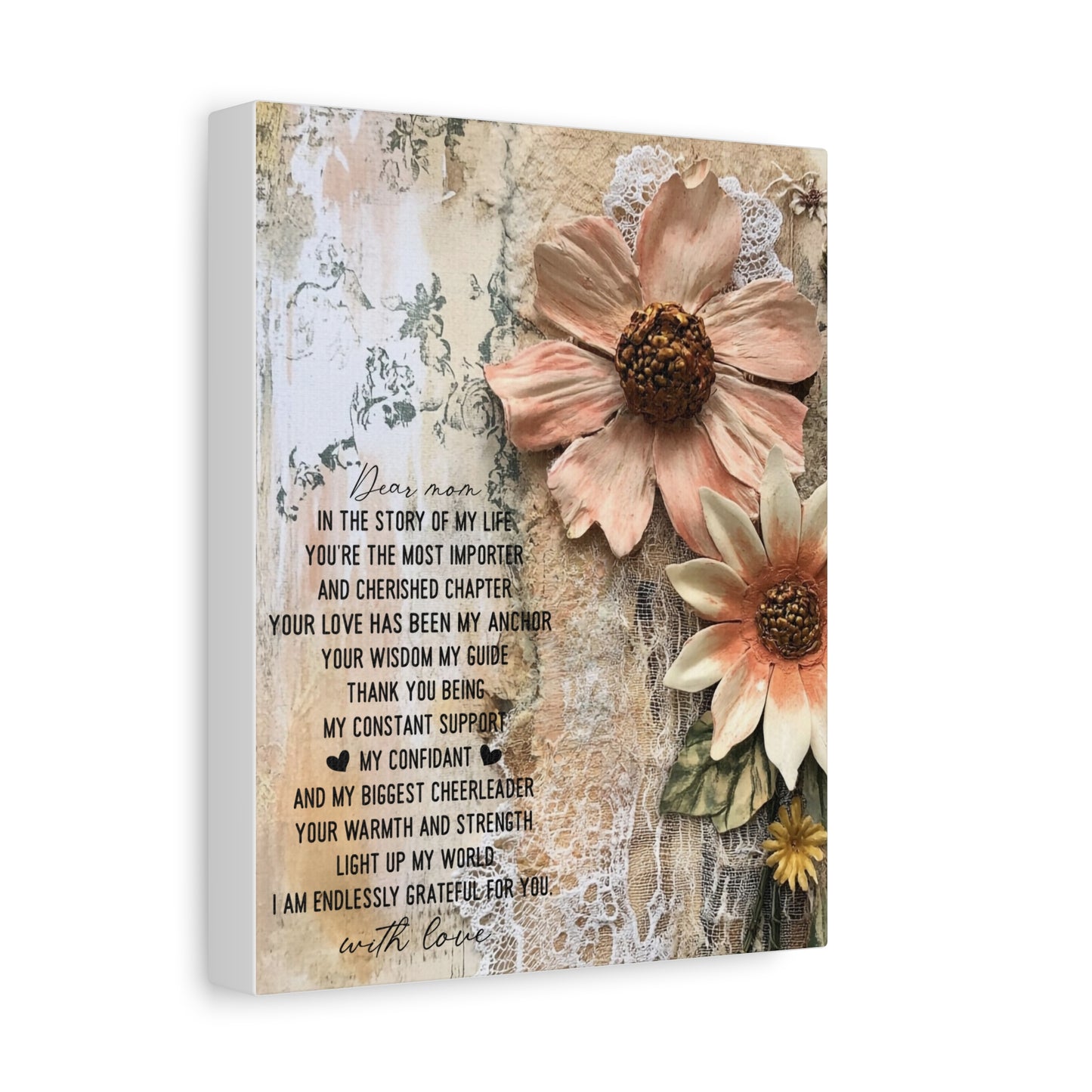 Floral Canvas Wall Art - Heartfelt Mom Appreciation Decor