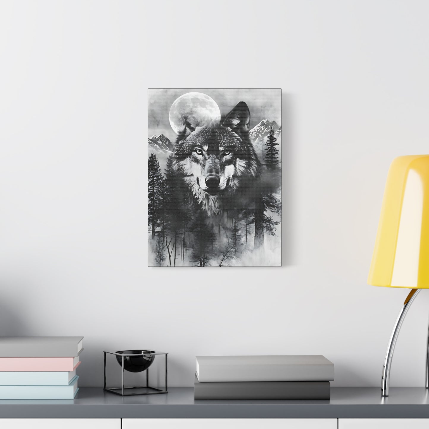 Majestic Wolf Canvas Wall Art - Black and White Wilderness Decor
