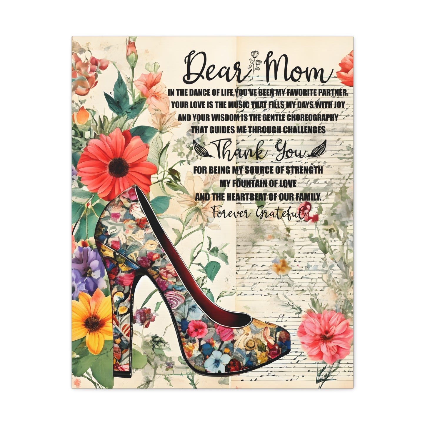 Inspirational Floral Canvas Wall Art for Mom - Perfect Gift for Mother's Day