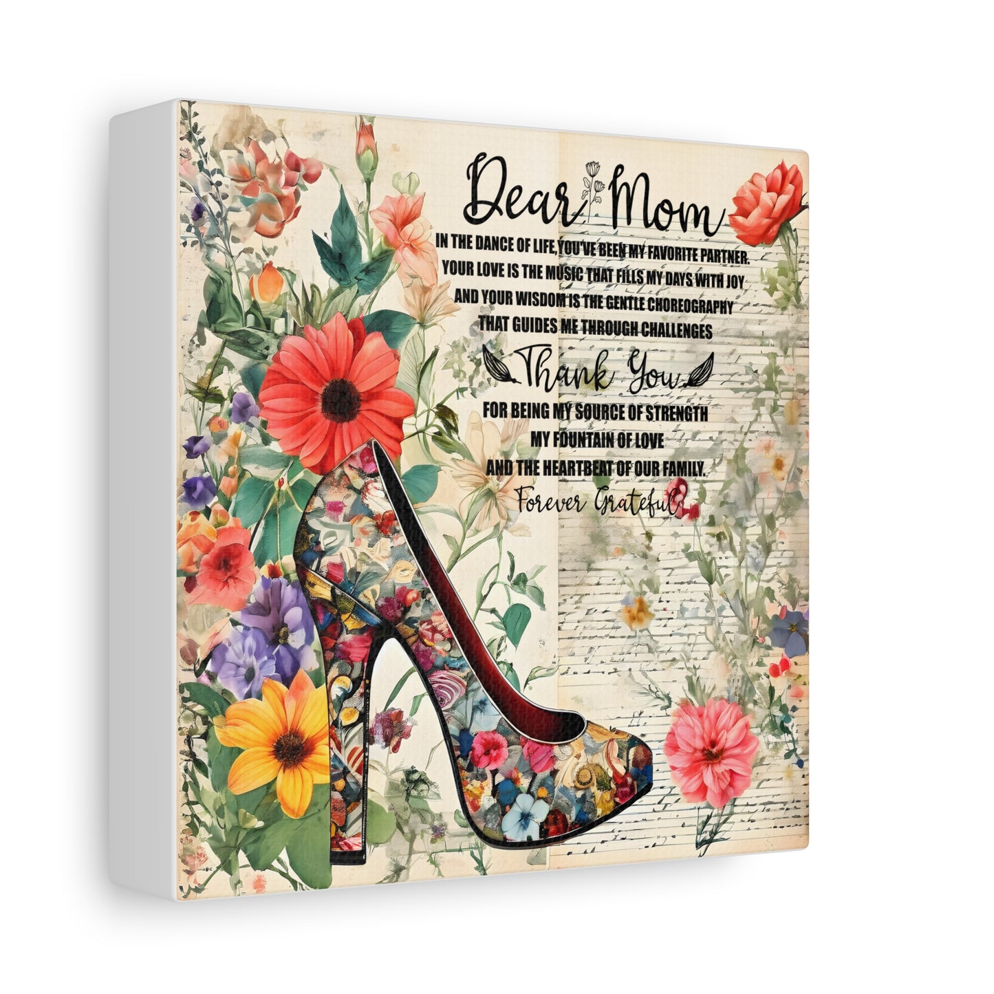 Inspirational Floral Canvas Wall Art for Mom - Perfect Gift for Mother's Day