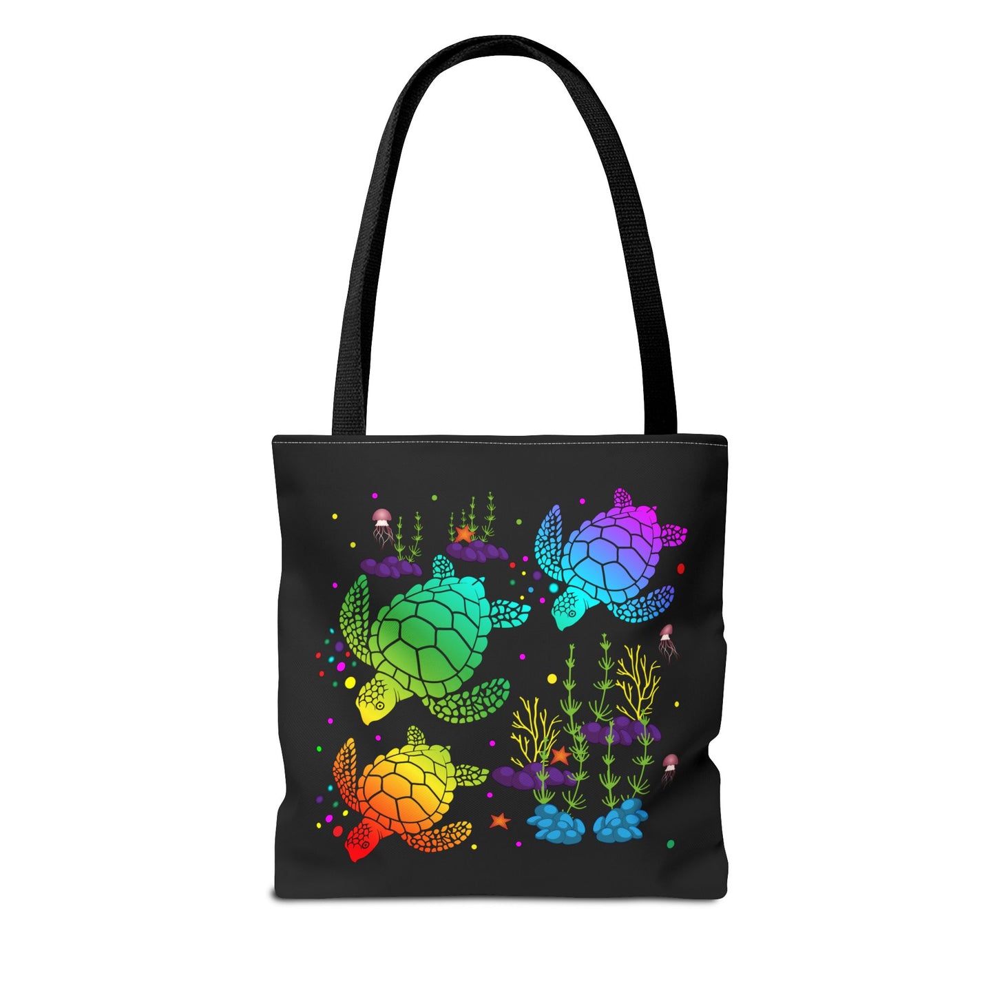 Rainbow Turtle Tote Bag - Eco-Friendly Reusable Shopper, Beach Bag, Gift for Ocean Lovers, Summer Fun, Art Tote