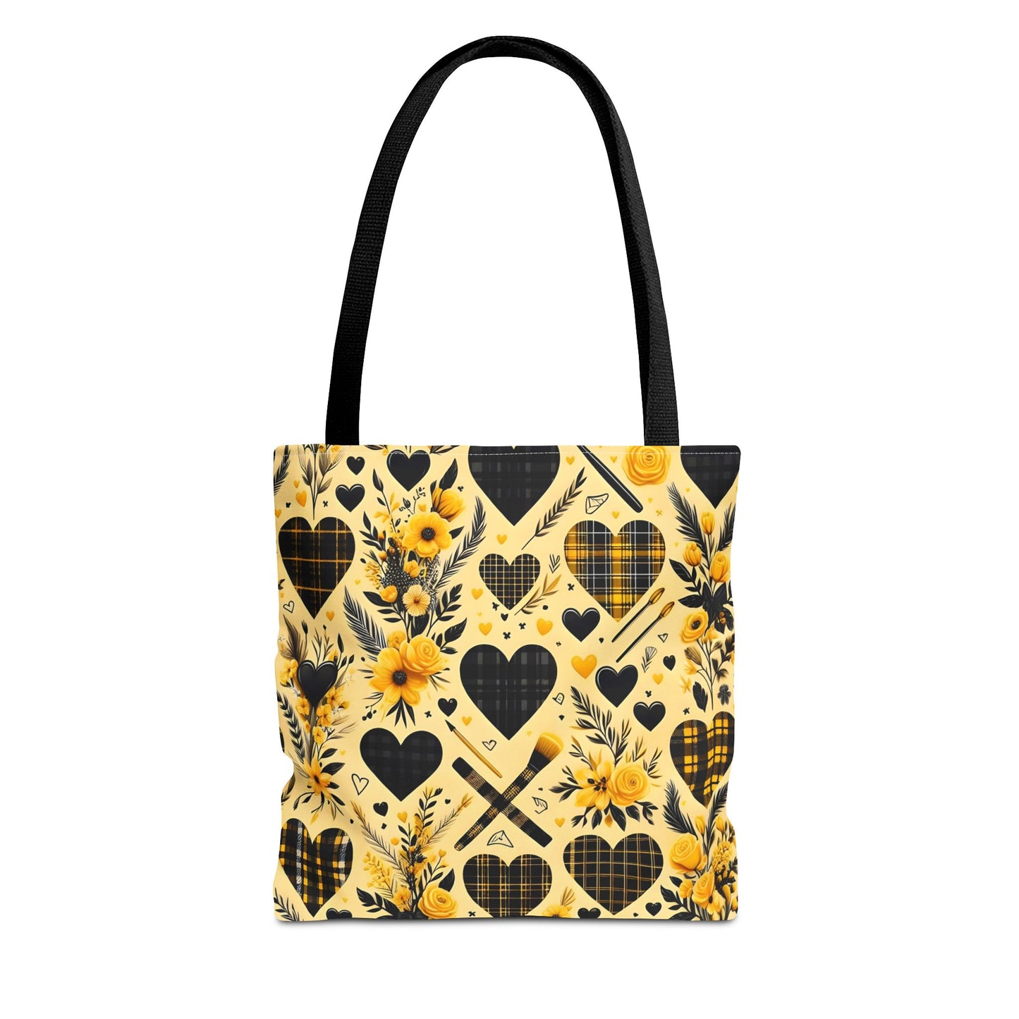 Plaid Floral With Hearts Love Tote Bag(AOP)
