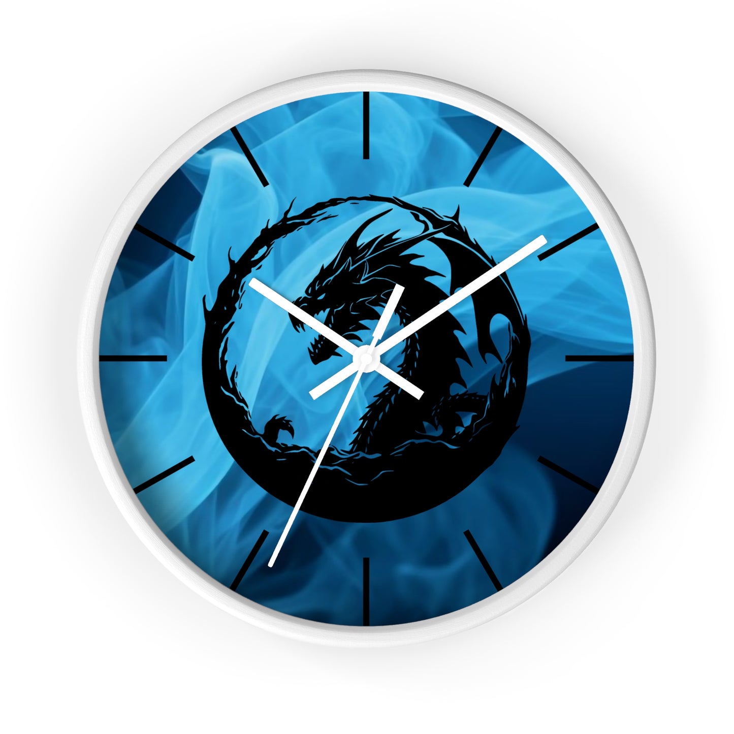 Dragon Blue Smoky Wall Clock - Mystical Home Office Decor Gift