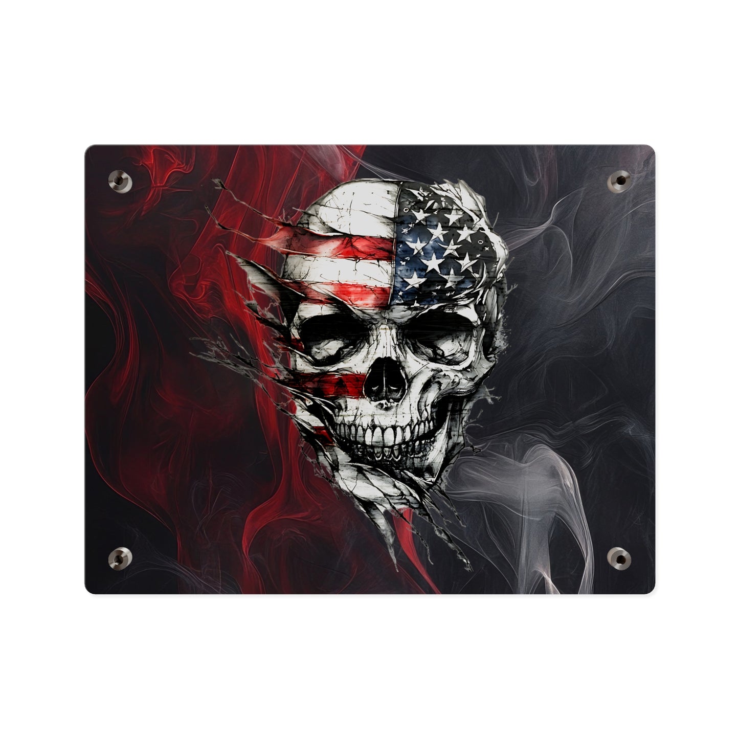 American Skull Acrylic Wall Art Panels - Edgy Decor for Rebels & Patriotic Souls