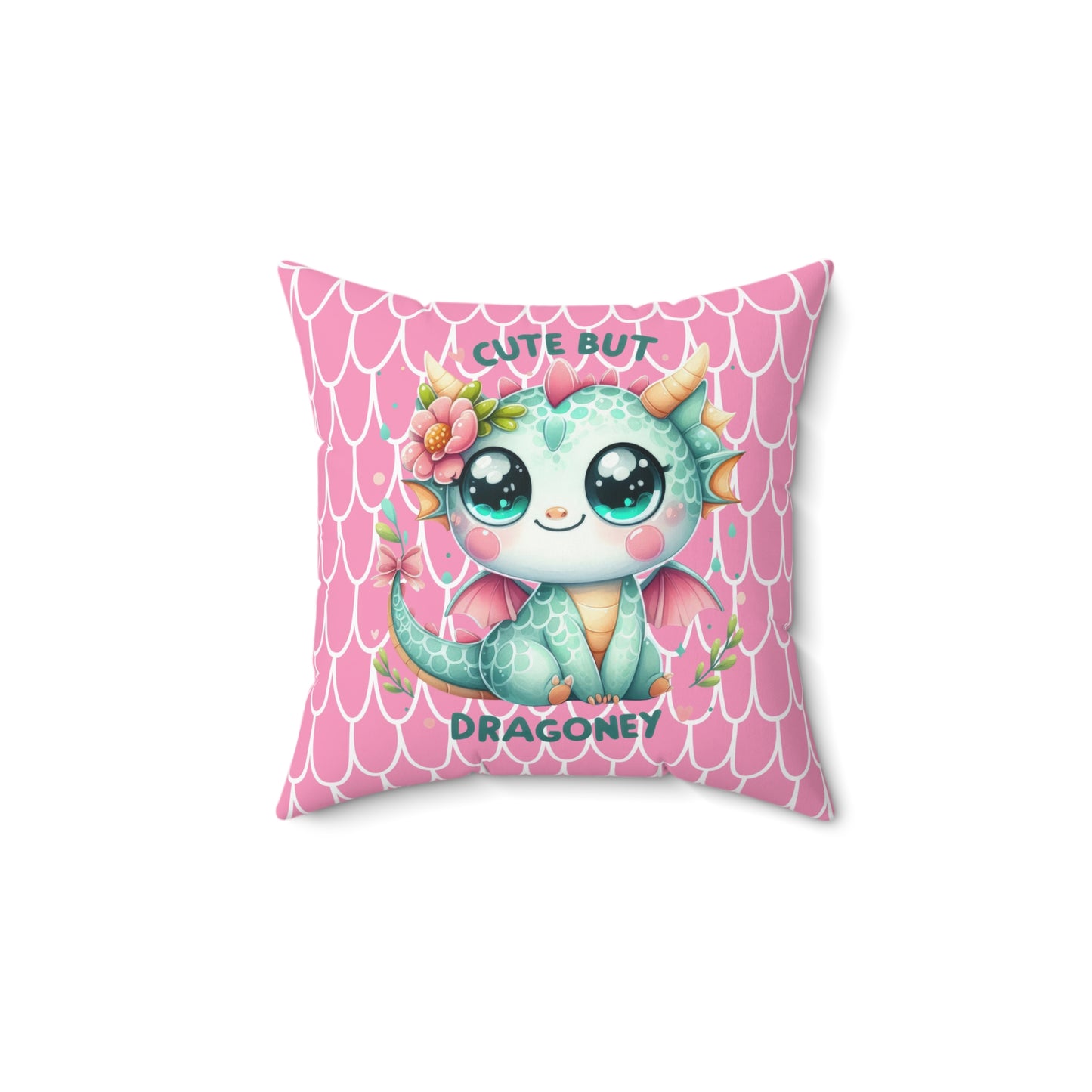 Cute But Dragoney Square Pillow, Dragon Pillow, Kids Room Decor, Fantasy Gift, Cute Home Accent, Magical Plush Cushion