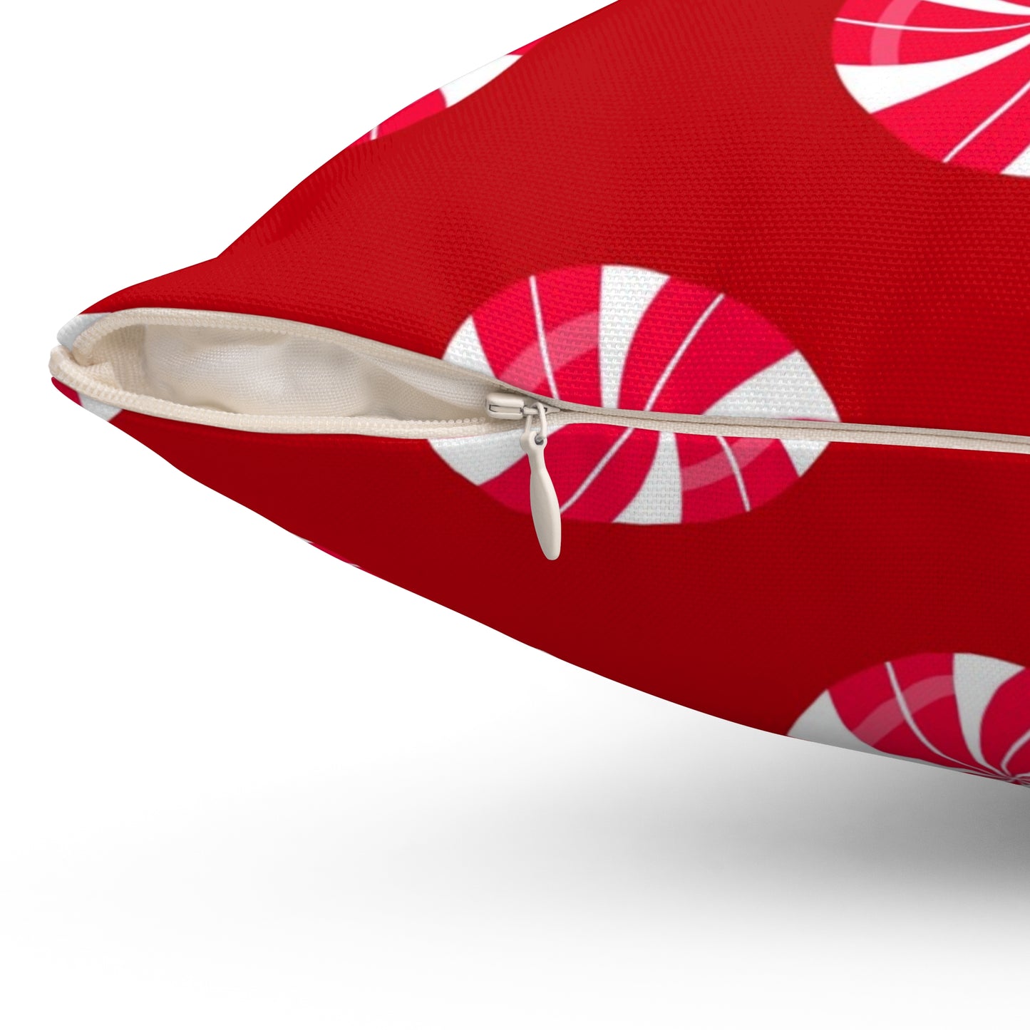 Holiday Theme Spun Polyester Square Pillow, Candy Cane Holiday Decor for any Home or Office, Fun Festive Decor for the Holidays.
