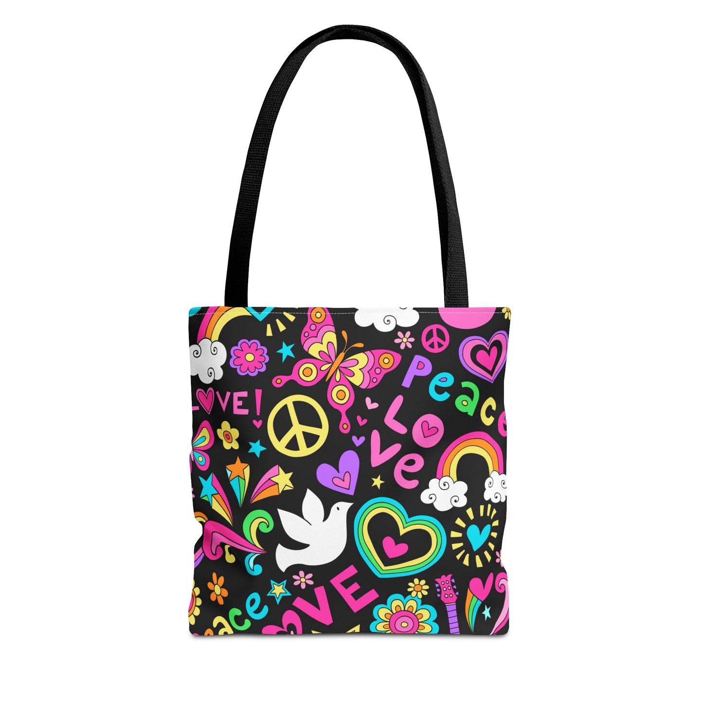 Fashionable Tote Bag (AOP), Stylish, Peace Lovers, Hippie Theme, Great Gift Idea for Birthdays, Holidays or Any Occasion for Anyone