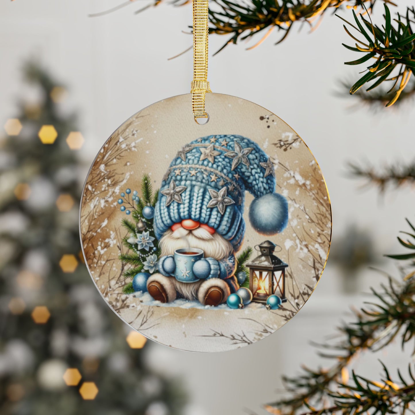 Winter Christmas Gnome Acrylic Ornaments - Cozy Holiday Decor