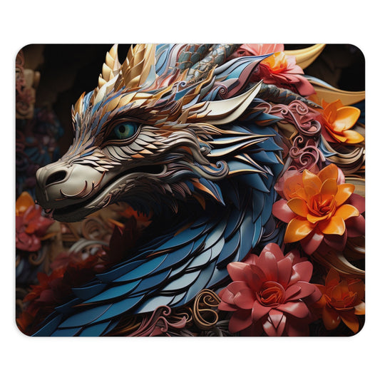 Colorful Dragon Desk Mouse Pad with Floral Design - Artistic & Eye-Catching Desk Accessory