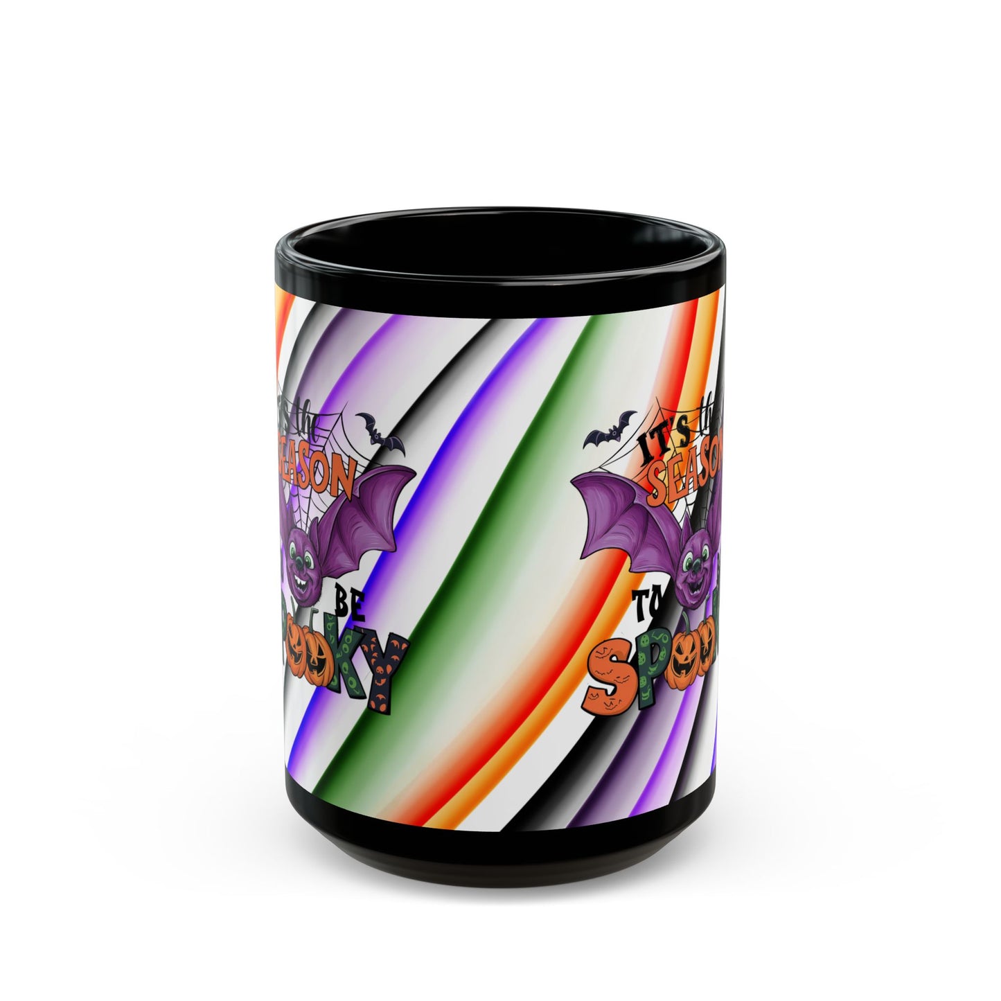 Halloween Theme Black Mug (11oz, 15oz), Cute Halloween Expession, Halloween Lovers, Coffee, Tea, Hot Chocolate Lovers, Festive Gift Idea