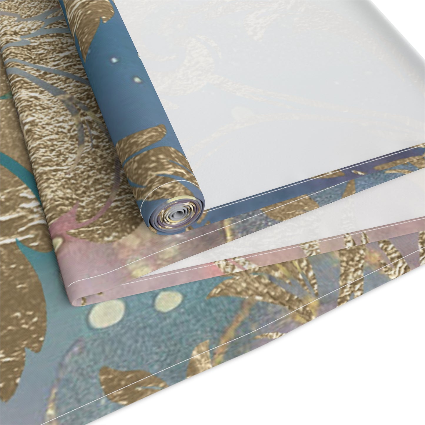 Elegant Floral Table Runner for Dining, Bohemian Home Decor, Wedding Table Decoration, Holiday Table Setting, Gold Foil Design