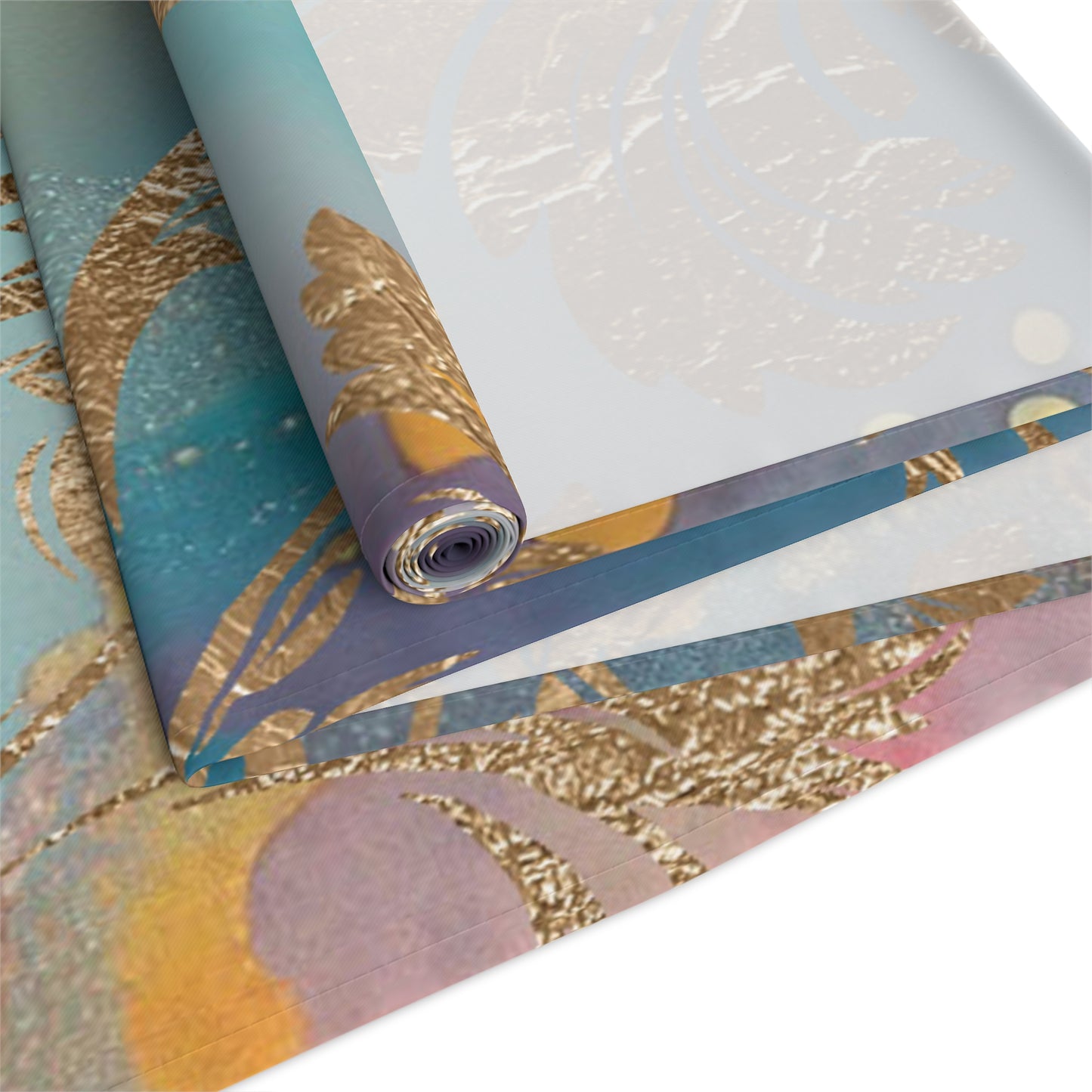 Elegant Floral Table Runner for Dining, Bohemian Home Decor, Wedding Table Decoration, Holiday Table Setting, Gold Foil Design