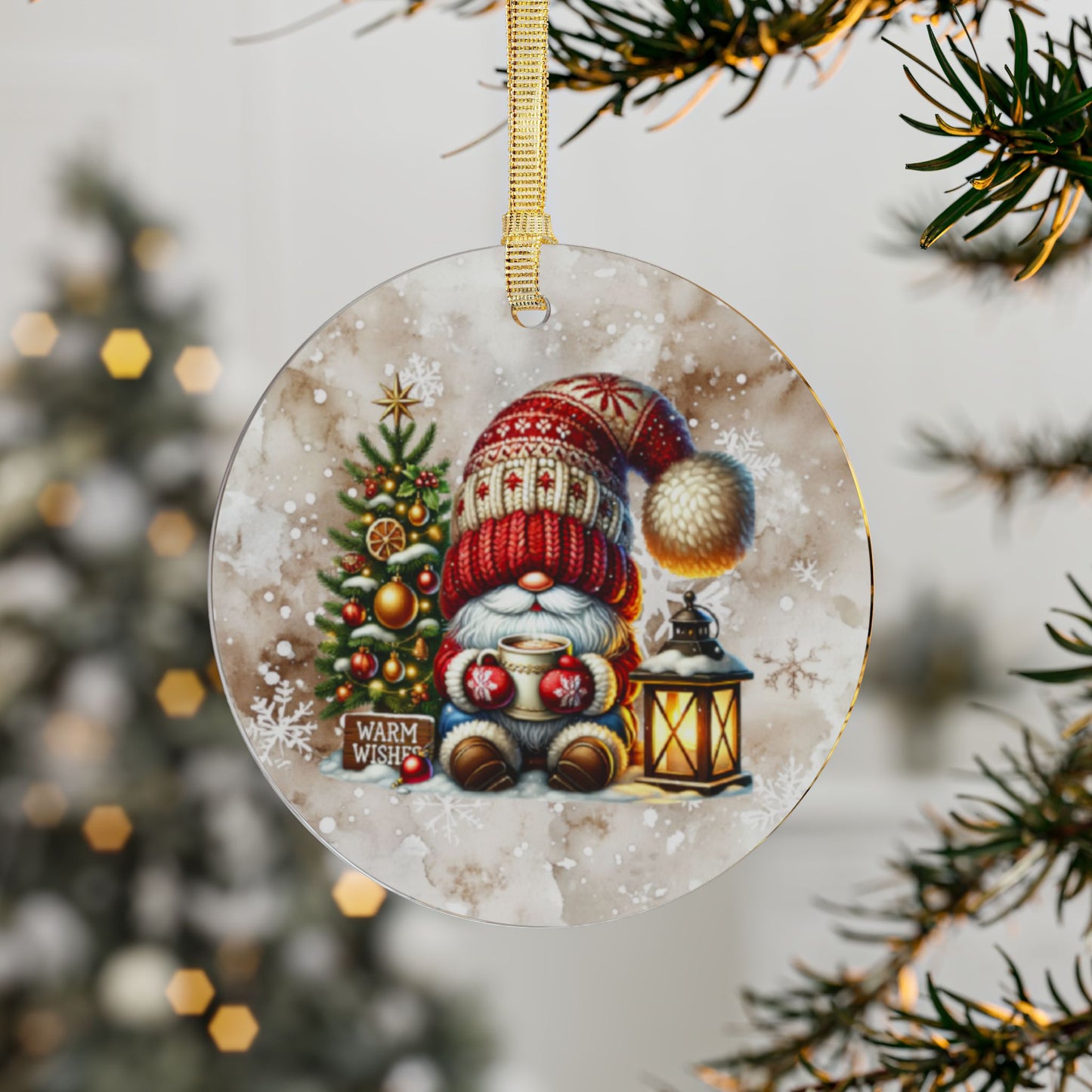Holiday Acrylic Ornaments -  Santa Gnome Christmas Tree Decor