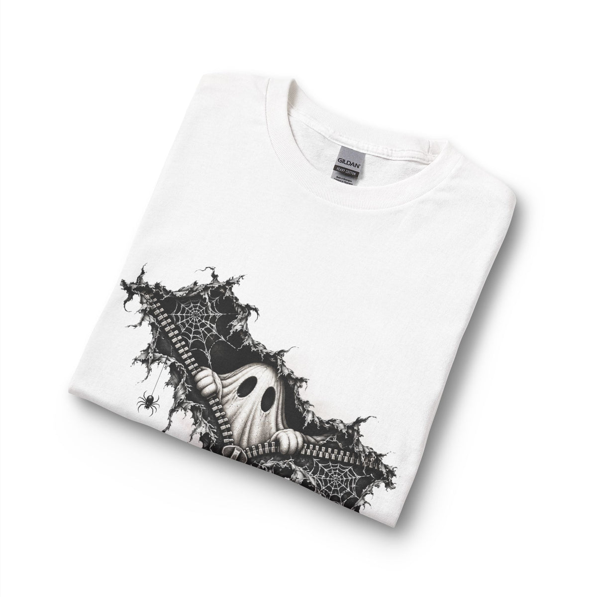 Gothic Ghost Peeping Through Zipper Long Sleeve T-Shirt