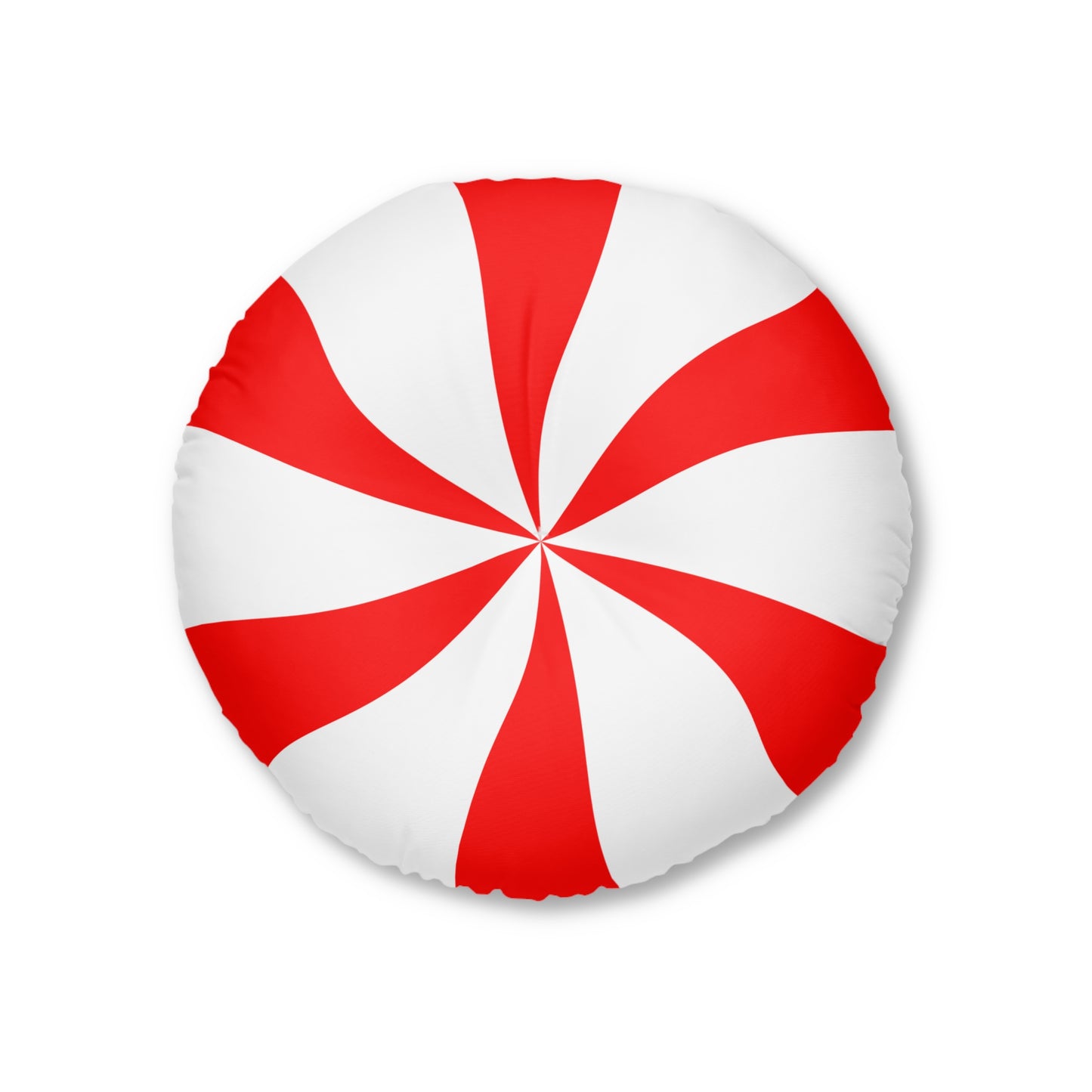 Round Tufted Floor Pillow - Candy Cane Design Holiday Christmas Home Decor