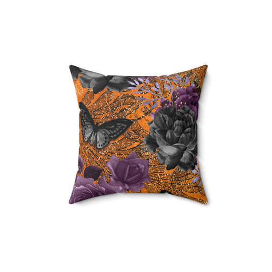 Elegant Floral Butterfly Pillow, Decorative Halloween Cushion, Home Decor, Autumn Aesthetic, Gift for Her, Floral Throw Pillow