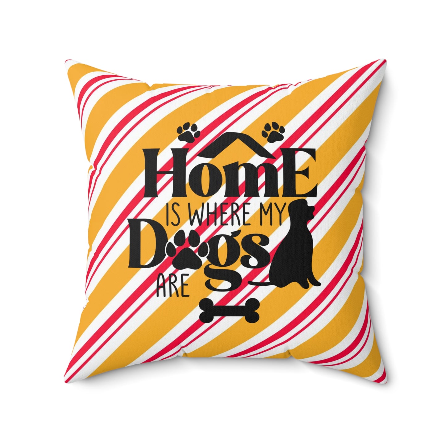 Holiday Spun Polyester Square Pillow, Animal Lovers, Dog Lover's Holiday Room Decor, Holiday Accent for Dog People, Housewarming Gift