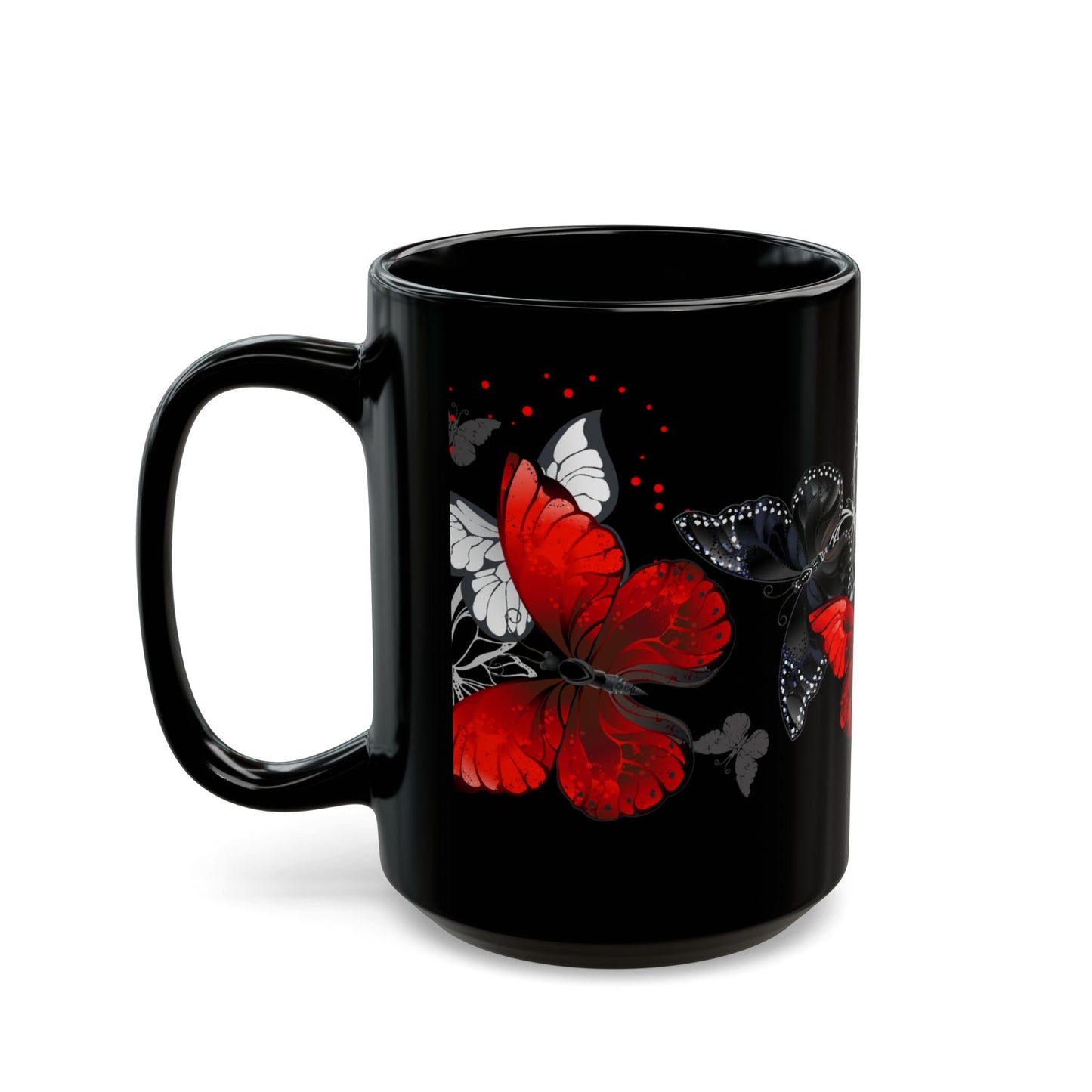 Elegant Butterfly Black Mug - 11oz & 15oz | Perfect Gift for Mothers, Nature Lovers