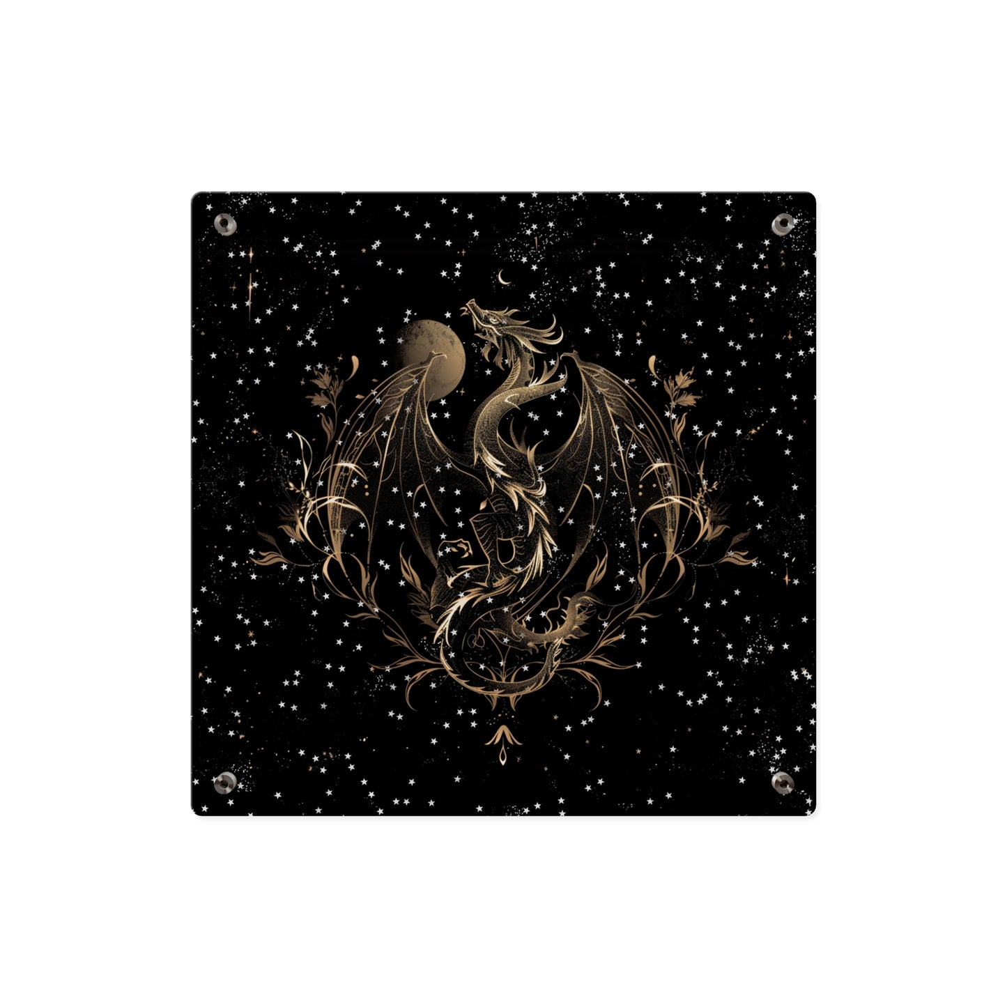 Sleek Dragon Acrylic Wall Art Panel - Celestial Decor for Fantasy Lovers