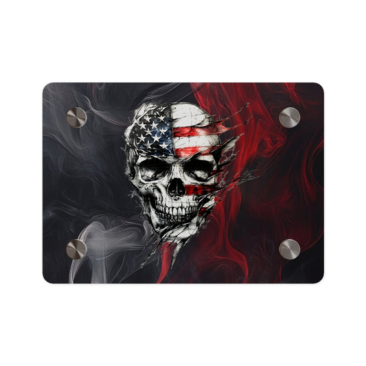American Skull Acrylic Wall Art Panels - Edgy Decor for Rebels & Patriotic Souls