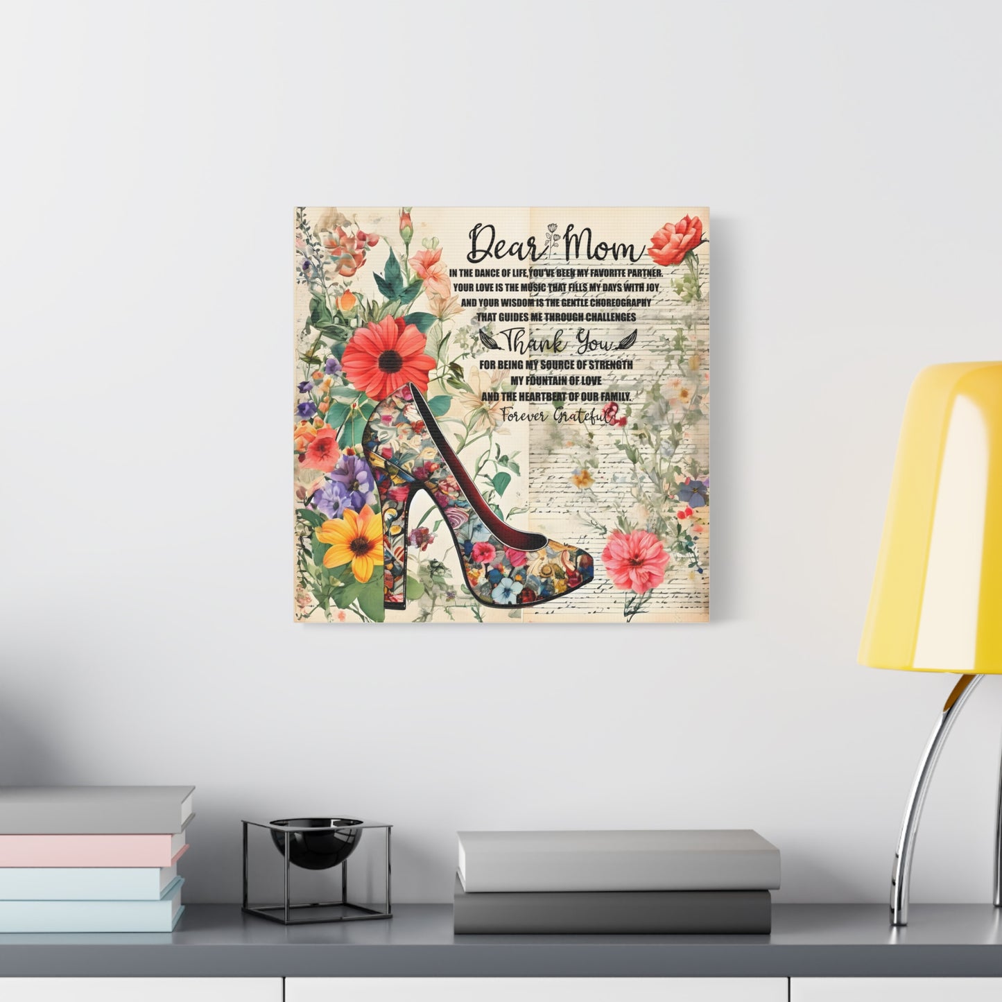 Inspirational Floral Canvas Wall Art for Mom - Perfect Gift for Mother's Day