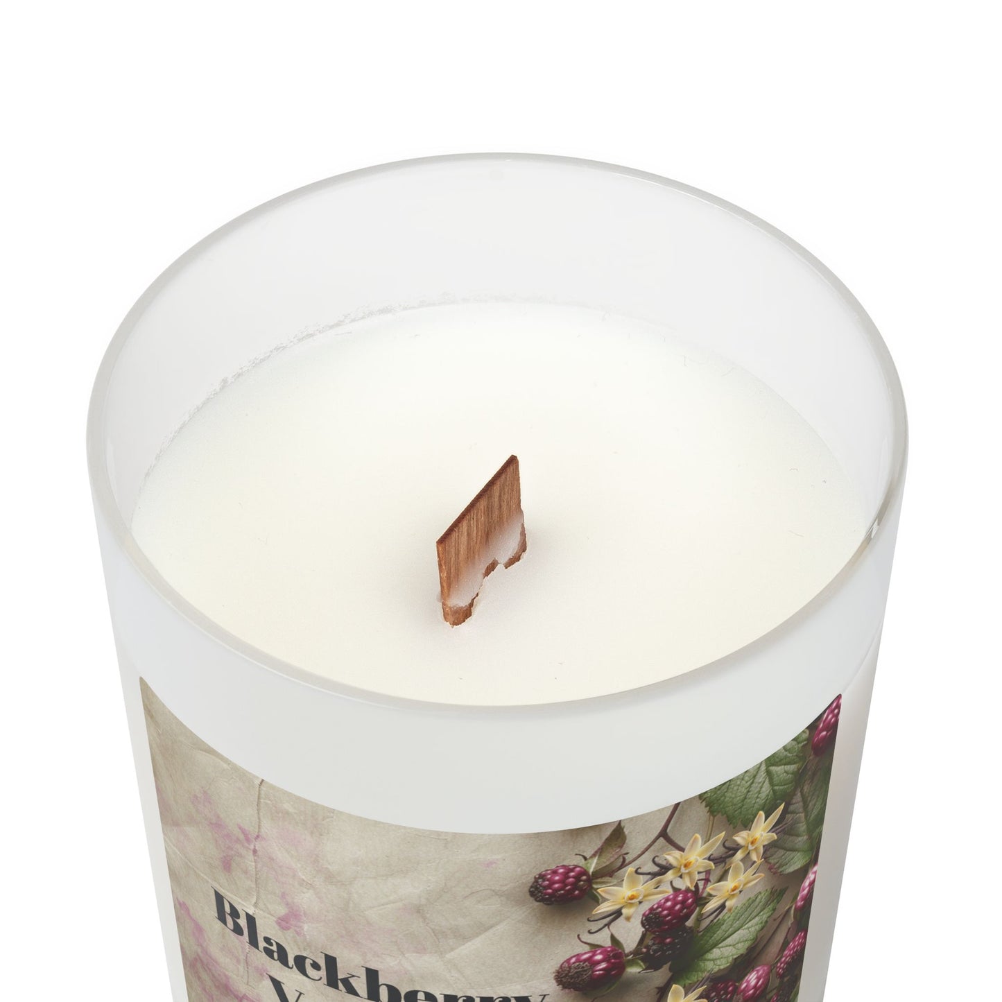 Vanilla Frosted Glass Candle – 11oz Scented Soy Candle with Wooden Lid