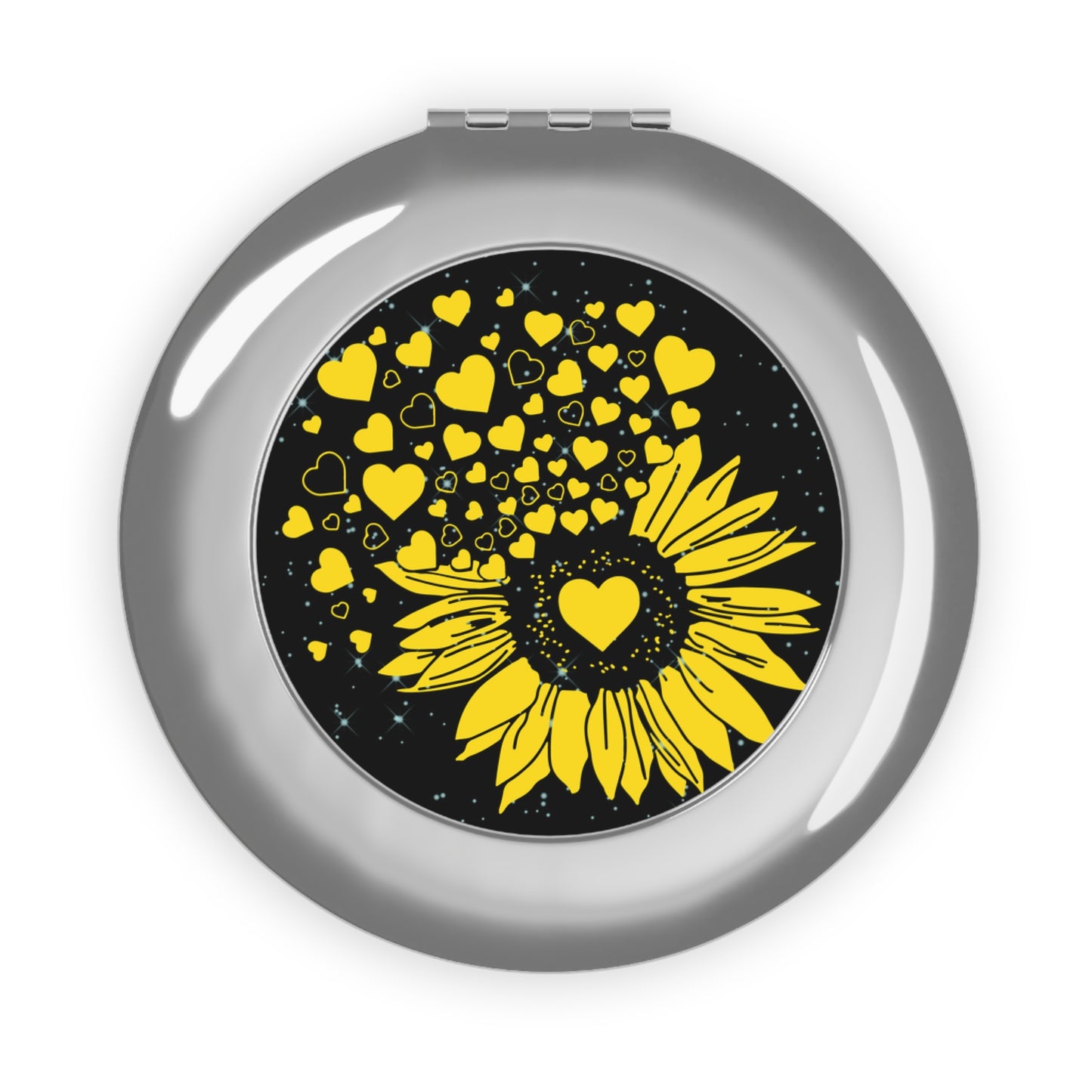 Sunflower Love Compact Travel Mirror - Cute Floral Design for On-the-Go