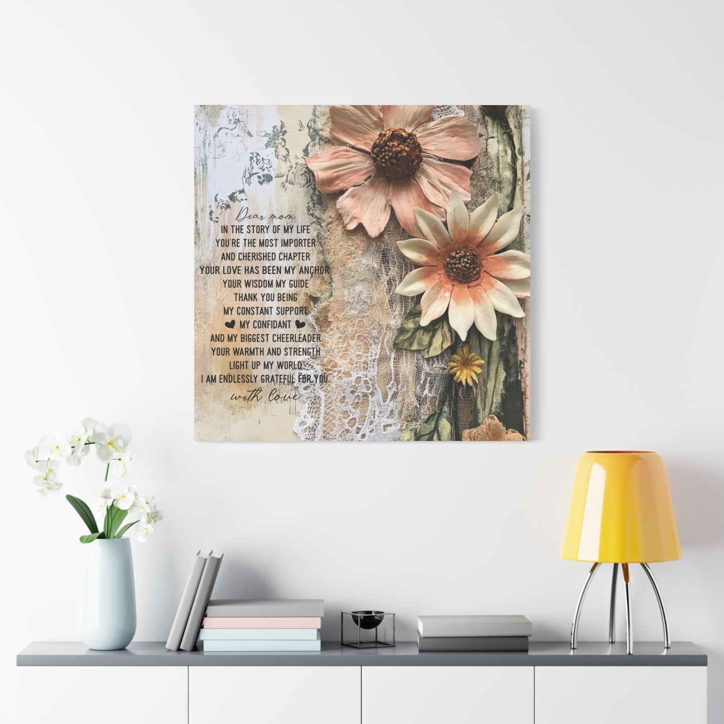 Floral Canvas Wall Art - Heartfelt Mom Appreciation Decor