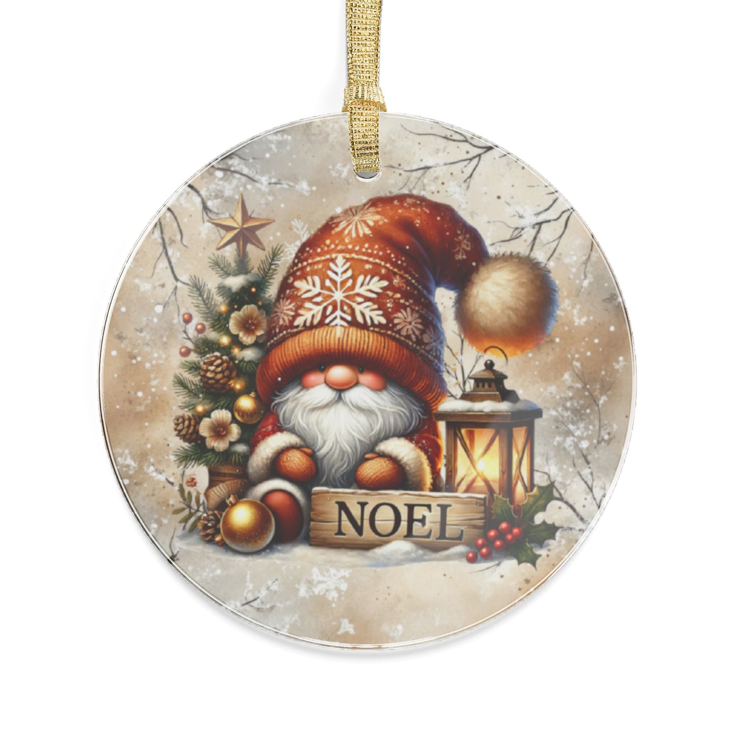 Festive Acrylic Ornaments with "Noel" Christmas Gnome Design Holiday Decor