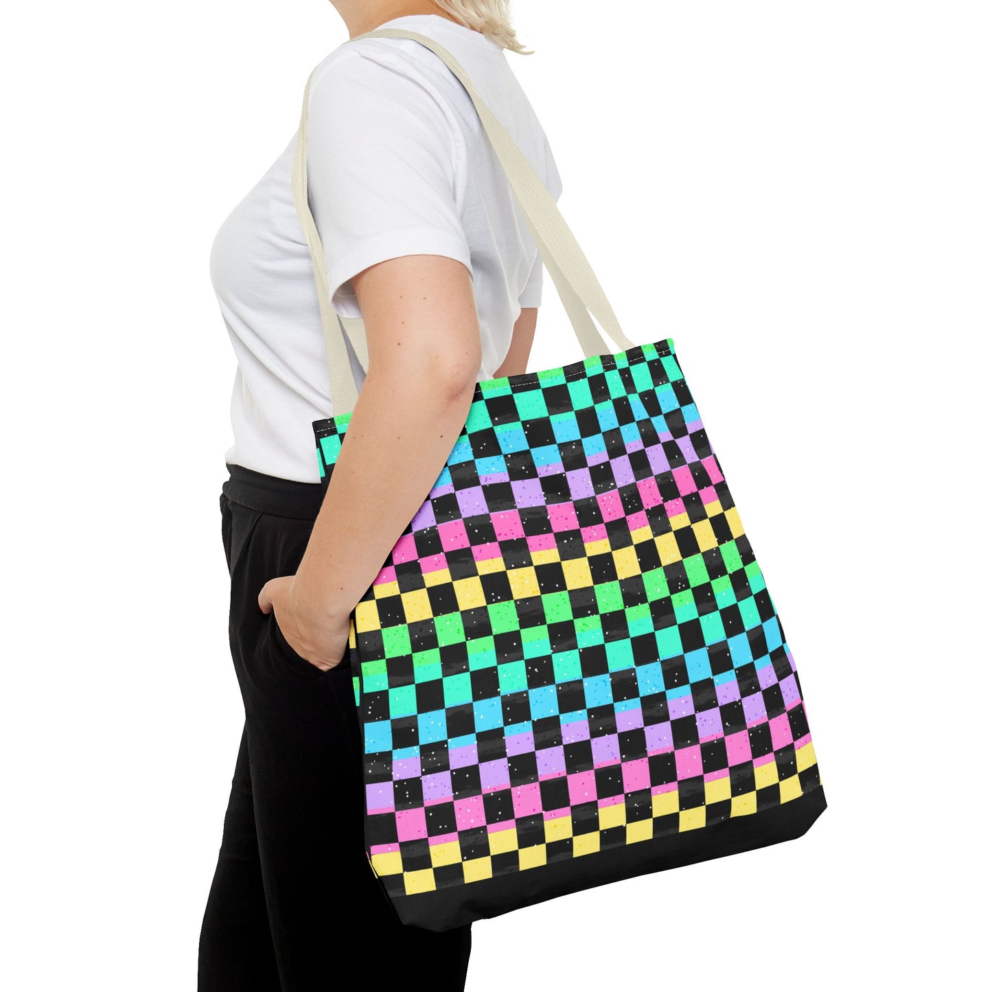 Colorful Checkerboard Tote Bag - Vibrant Reusable Shopping Bag, Eco-Friendly Gift, Summer Beach Accessory, Fashionable Everyday Tote