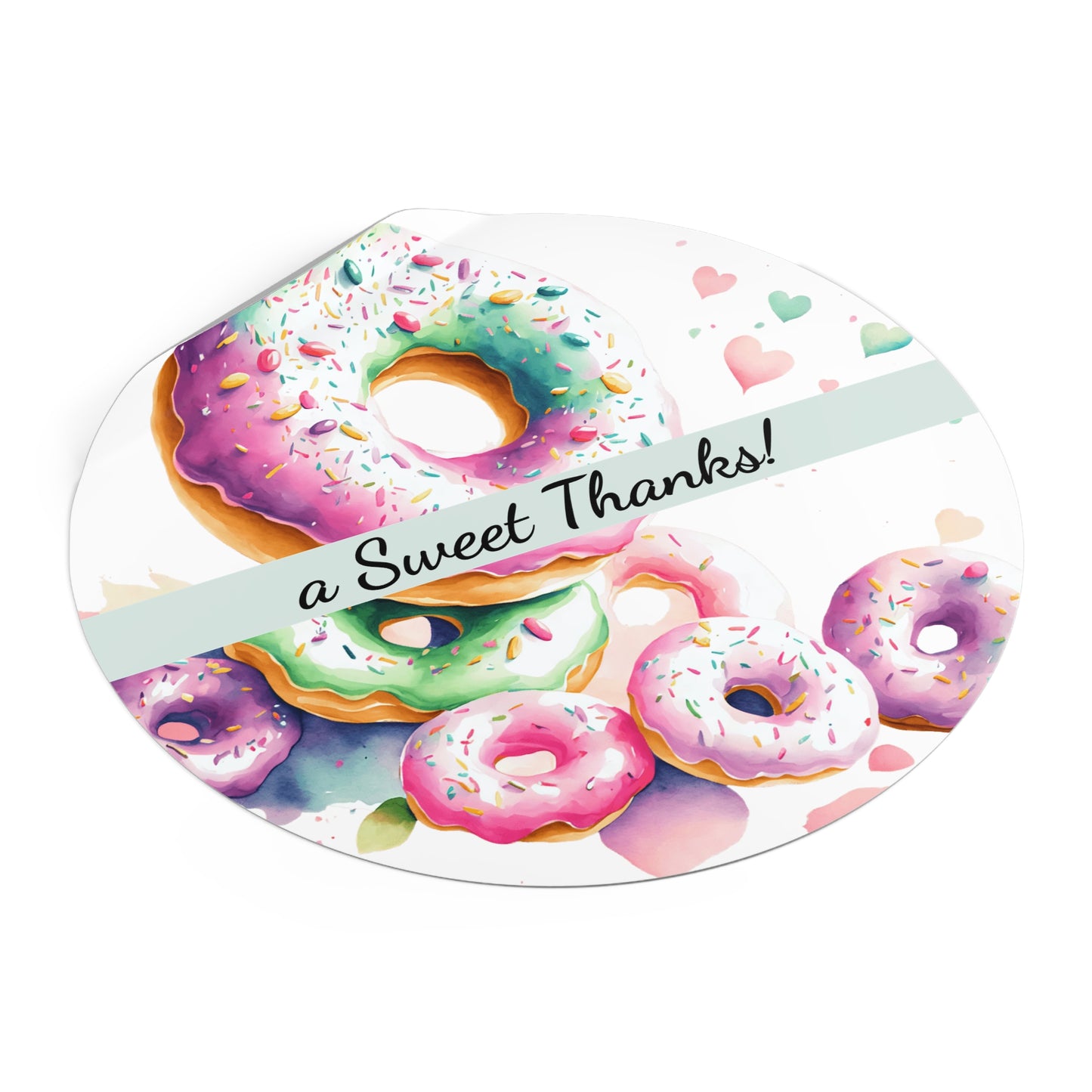 Custom Donut Round Vinyl Stickers | Sweet Thanks, Gift Labels, Party Favors, Wedding Decor, Custom Stickers