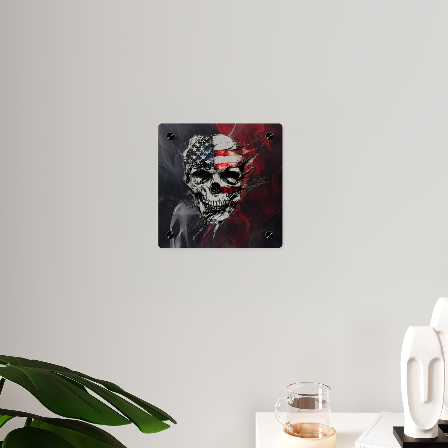 American Skull Acrylic Wall Art Panels - Edgy Decor for Rebels & Patriotic Souls