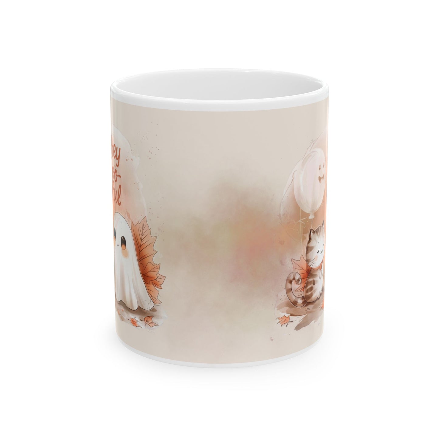 Autumn Hey Boo-tiful Ghost Ceramic Mug, Cozy Fall Mug, Cute Ghost Coffee Cup, Gift for Ghose Lovers, Halloween Decor, Thanksgiving Coffee Mug
