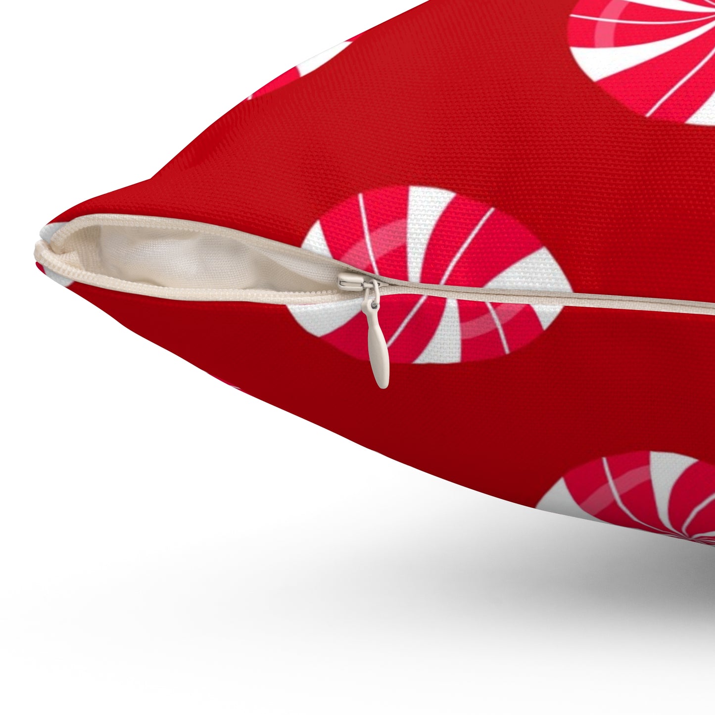 Holiday Theme Spun Polyester Square Pillow, Candy Cane Holiday Decor for any Home or Office, Fun Festive Decor for the Holidays.