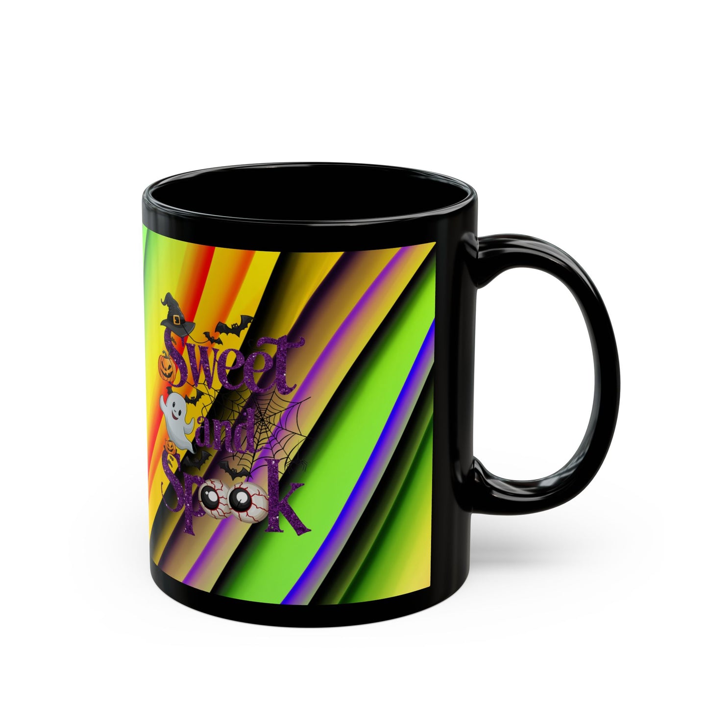 Halloween Theme Black Mug (11oz, 15oz), Cute Halloween Expression, Halloween lovers, Coffee, Tea, Hot Chocolate Lovers, Great Gift Idea for Anyone