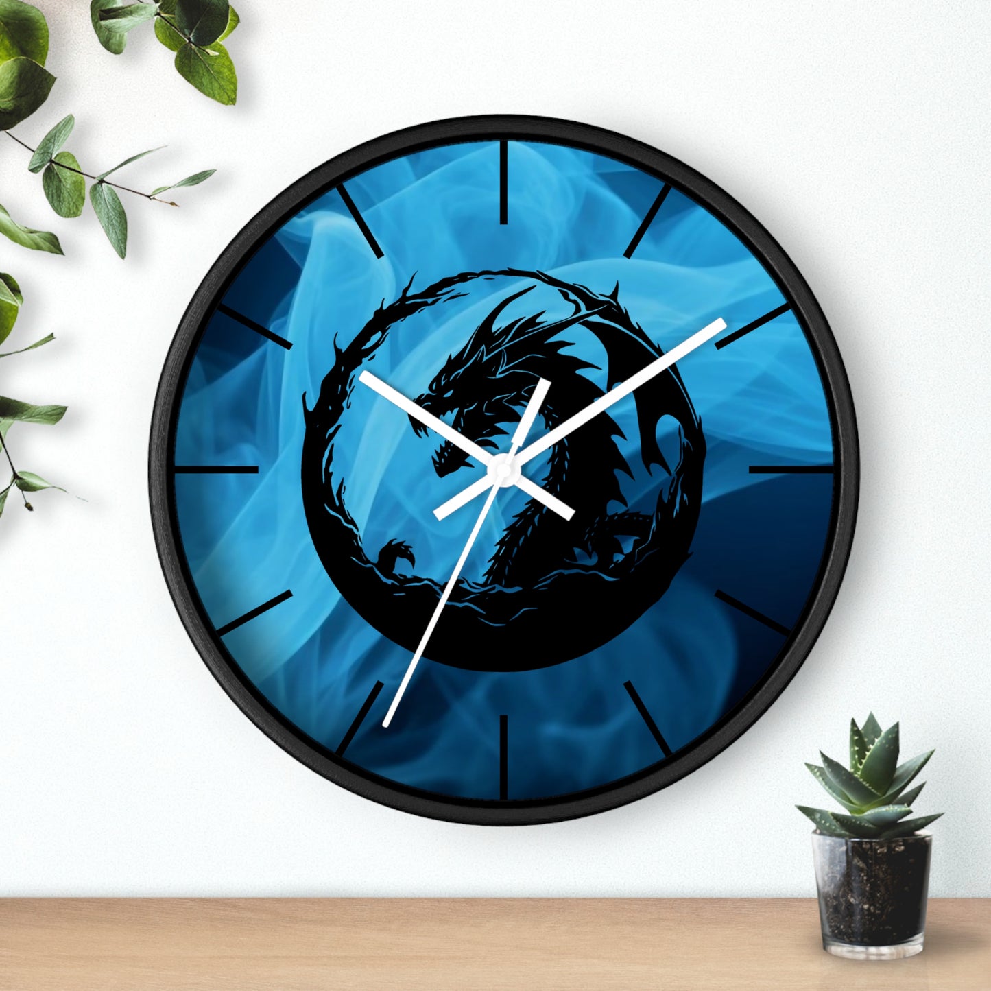 Dragon Blue Smoky Wall Clock - Mystical Home Office Decor Gift