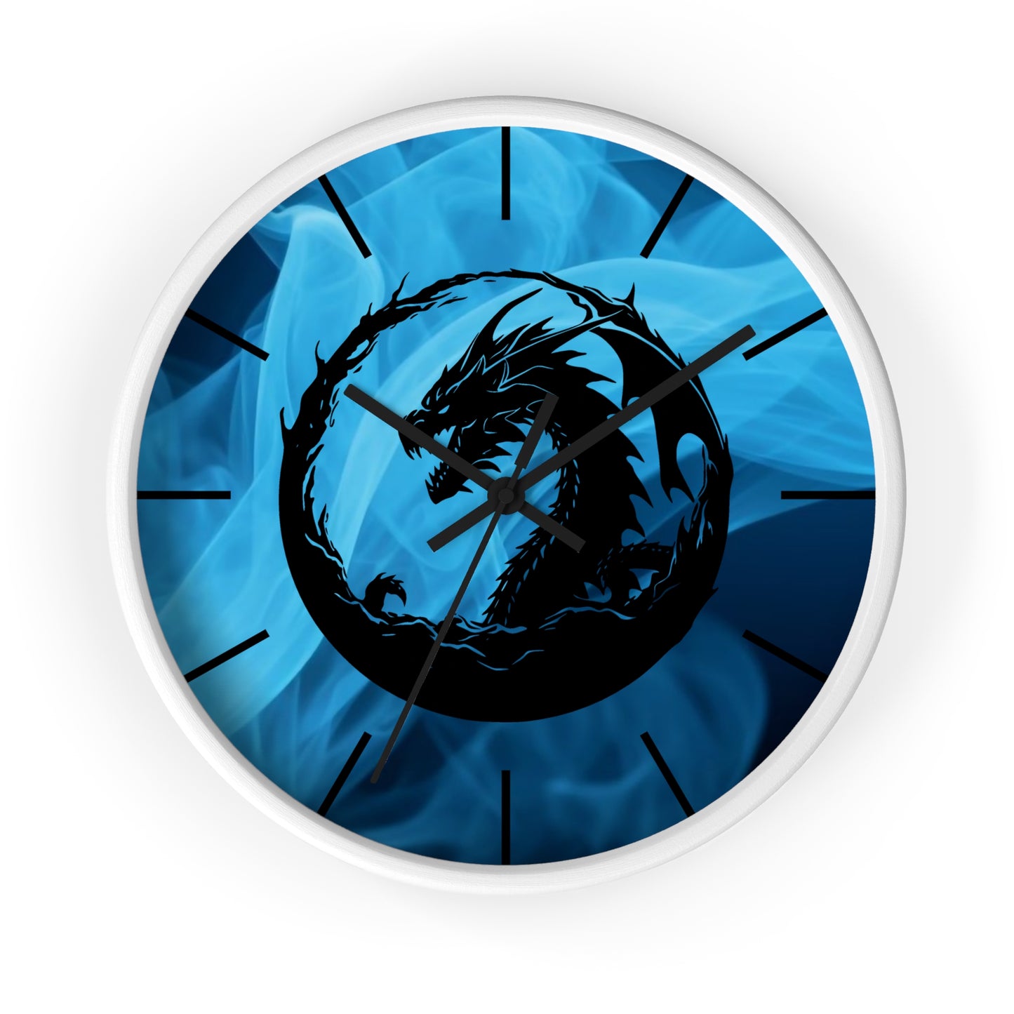 Dragon Blue Smoky Wall Clock - Mystical Home Office Decor Gift