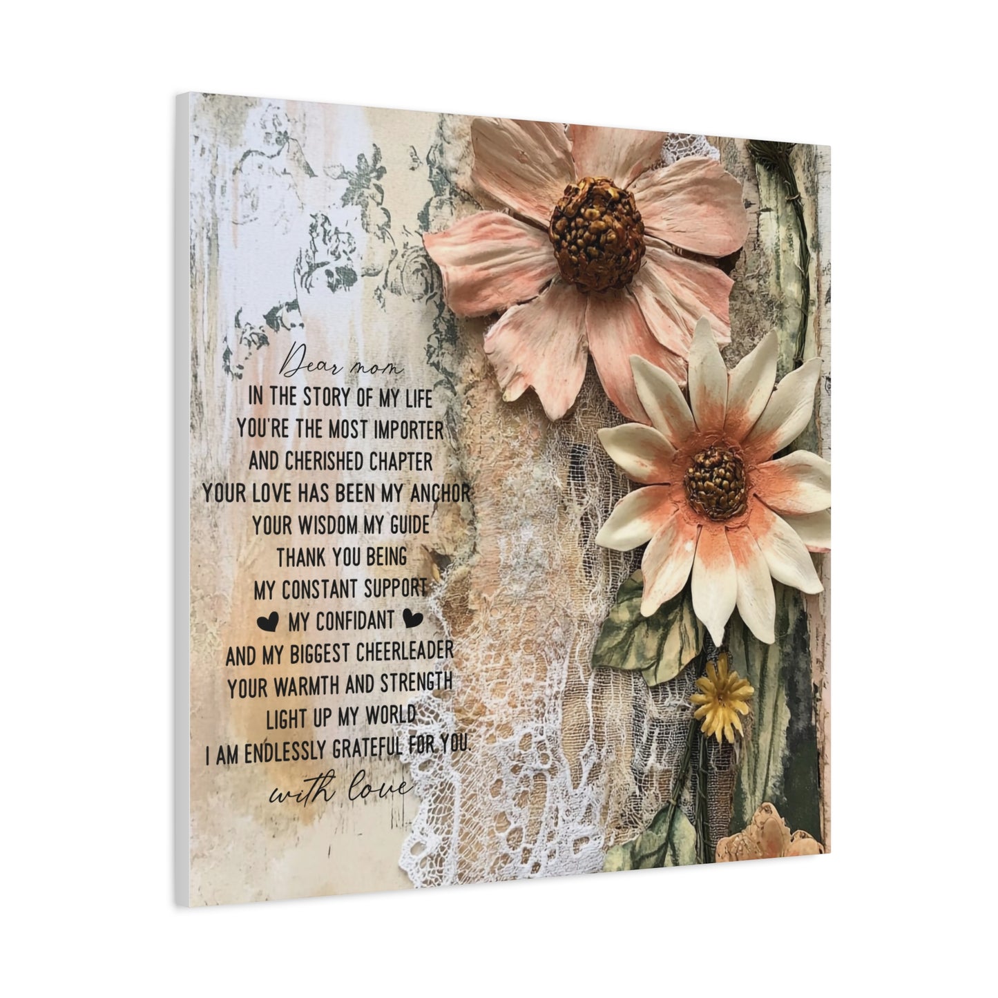 Floral Canvas Wall Art - Heartfelt Mom Appreciation Decor