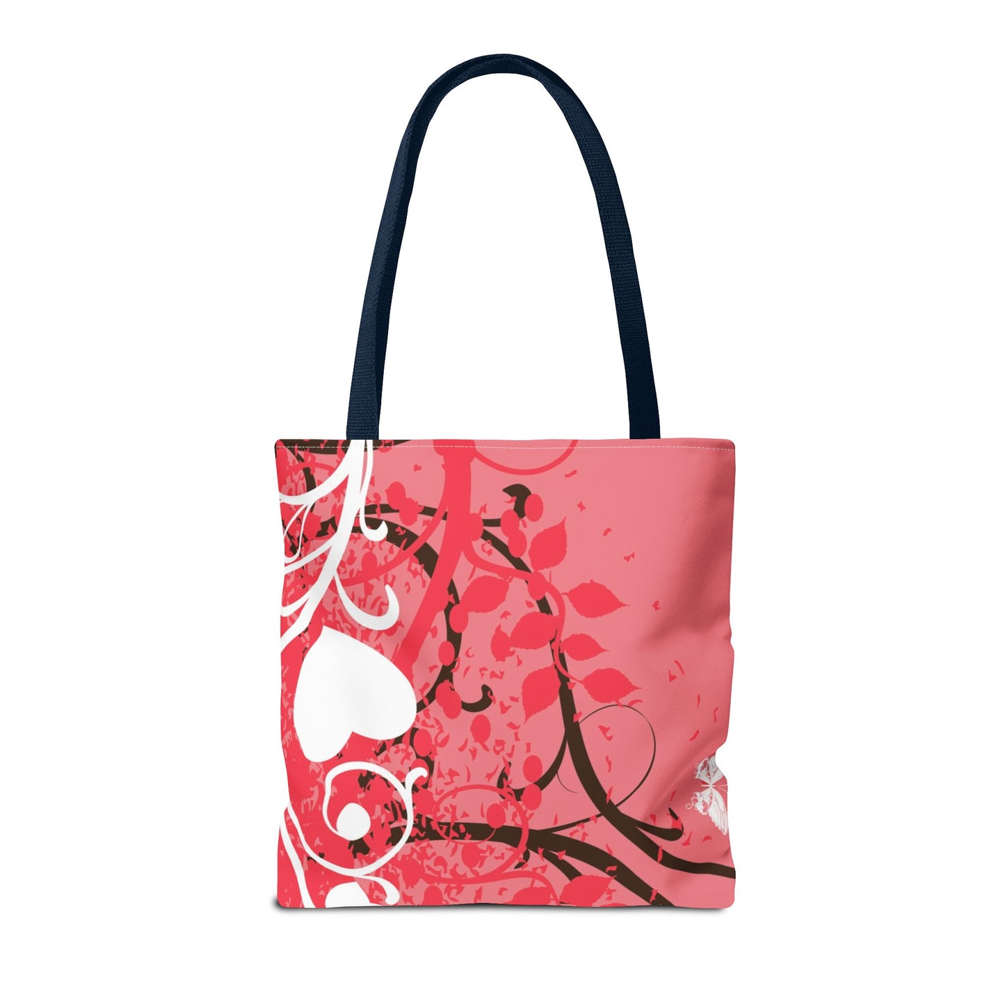 Pink Butterfly Heart Floral Abstract Fashionable Tote Bag (AOP), Stylish, Gift Idea for Birthdays, Holidays, Any Occasion for Anyone
