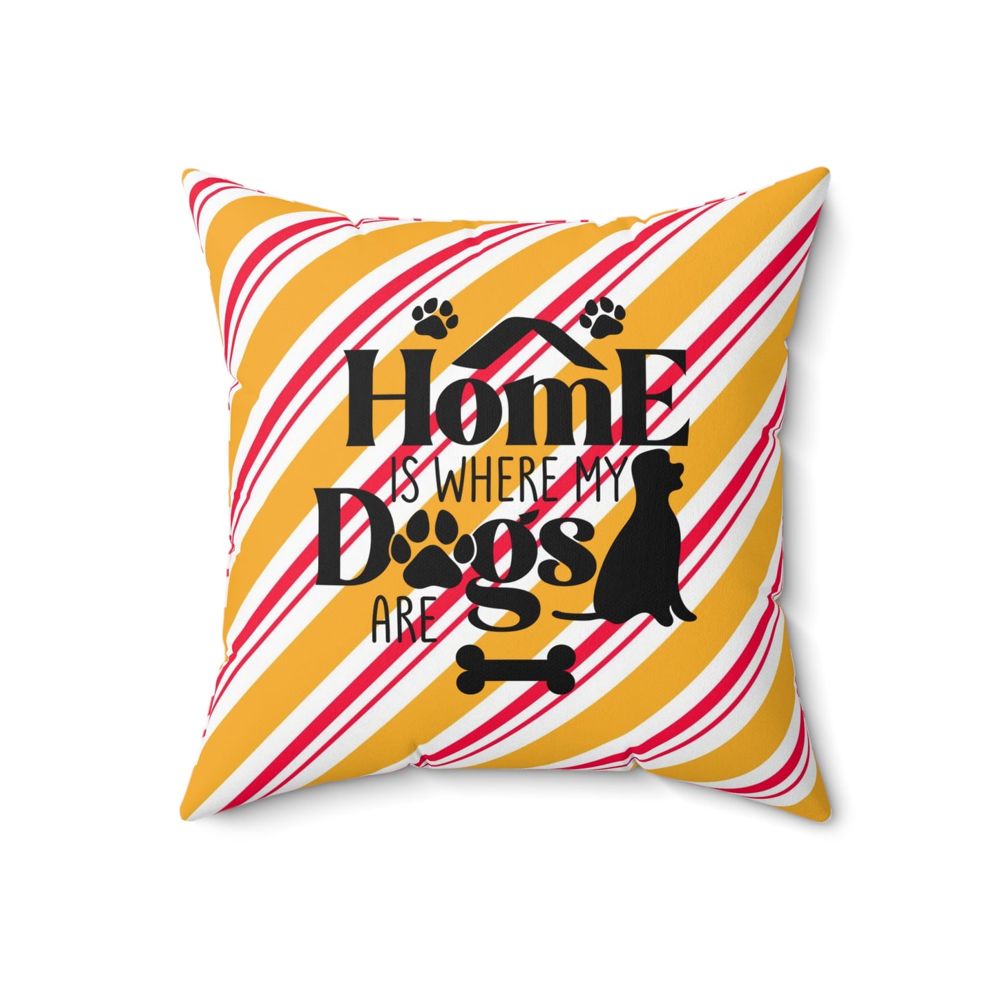 Holiday Spun Polyester Square Pillow, Animal Lovers, Dog Lover's Holiday Room Decor, Holiday Accent for Dog People, Housewarming Gift