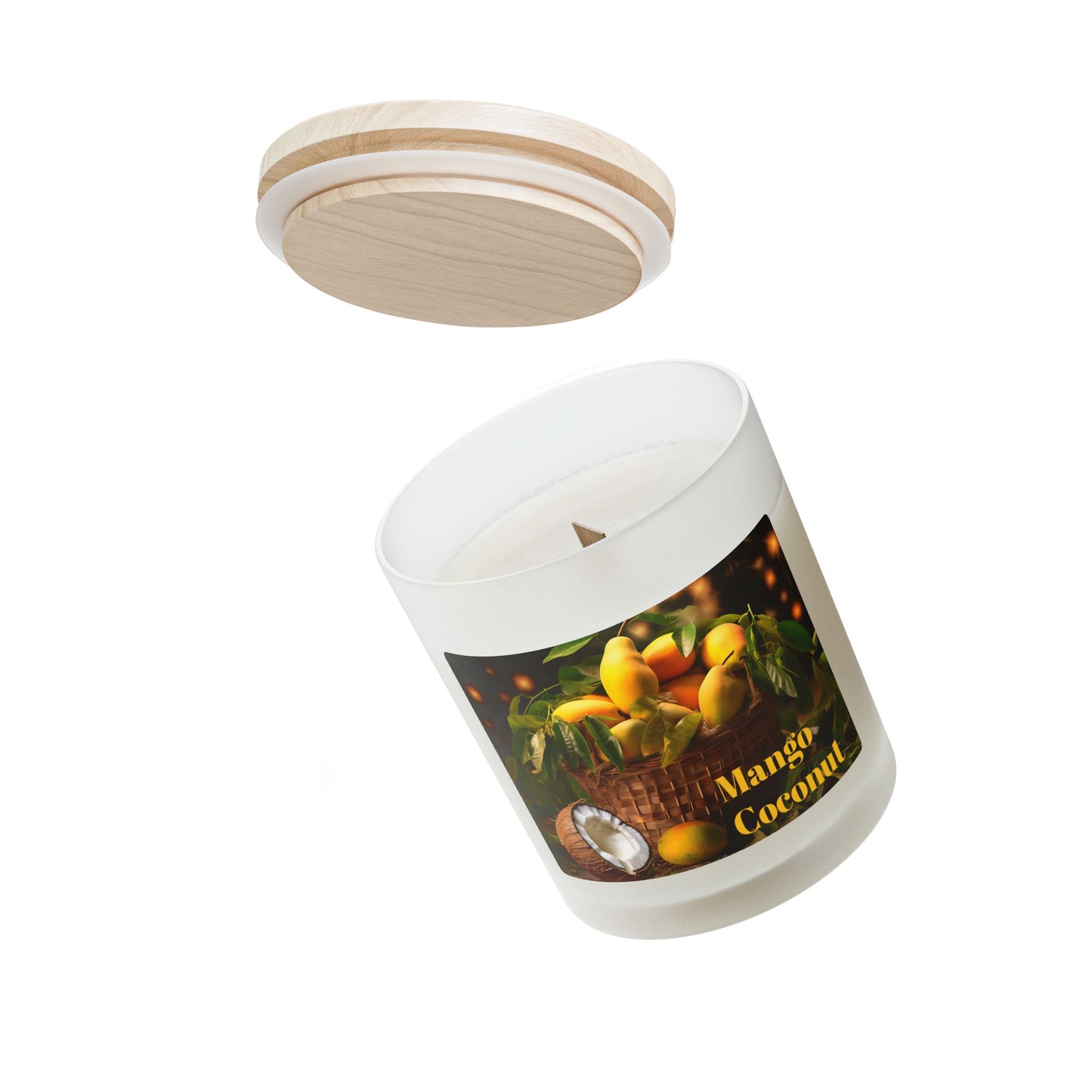Vanilla Frosted Glass Candle – 11oz Scented Soy Candle with Wooden Lid