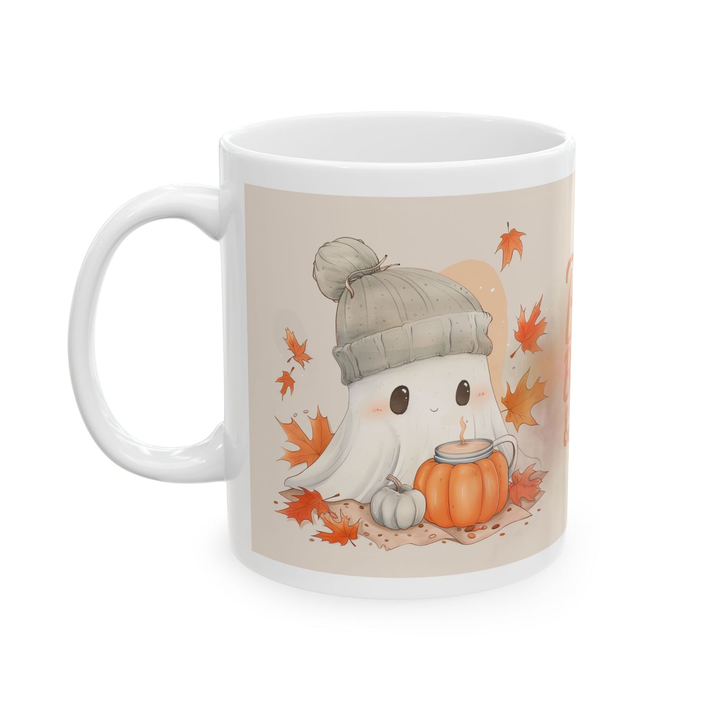 Autumn-Themed Ceramic Mug - "Boo Brew & You" - Perfect for Cozy Fall Days, Halloween, Gift for Coffee Lovers, Fall Decor, Seasonal Drinkware