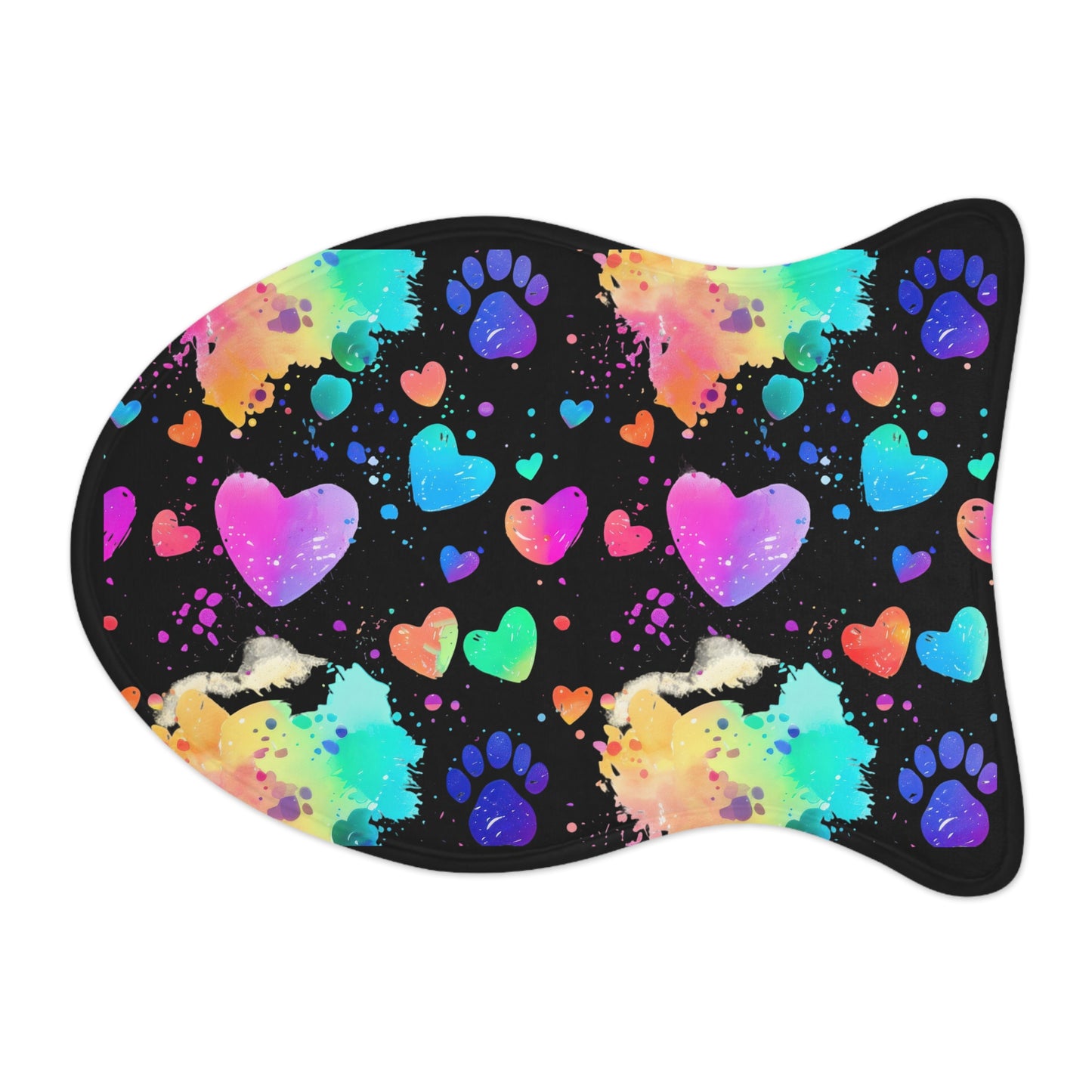Colorful Pet Feeding Mats, Dog Feeding Mats, Cat Feeding Mats, Non-Slip Pet Placemat, Pet Food Mat for Home or Travel, Paw Print Design