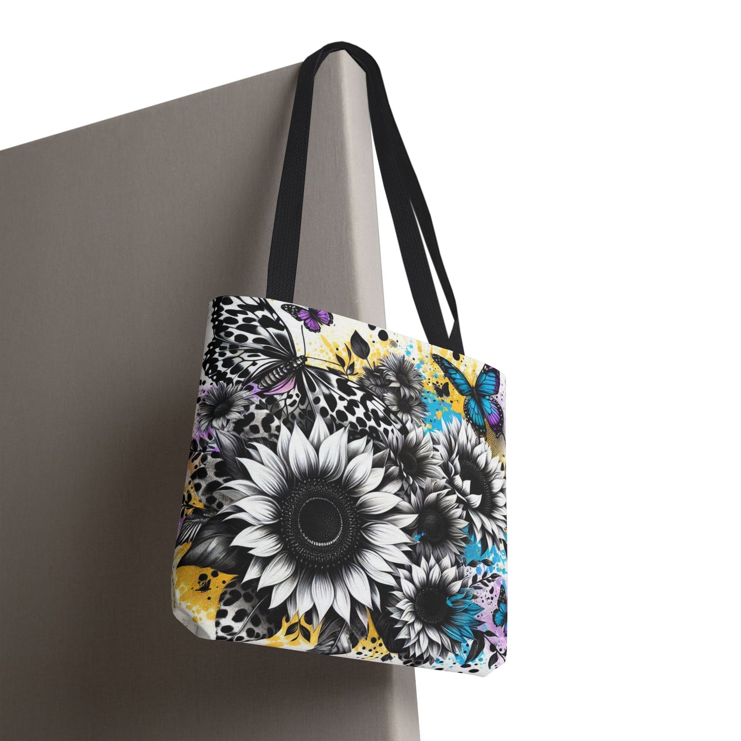 Sunflower & Butterflies Tote Bag — Color Splash Floral All-Over Print