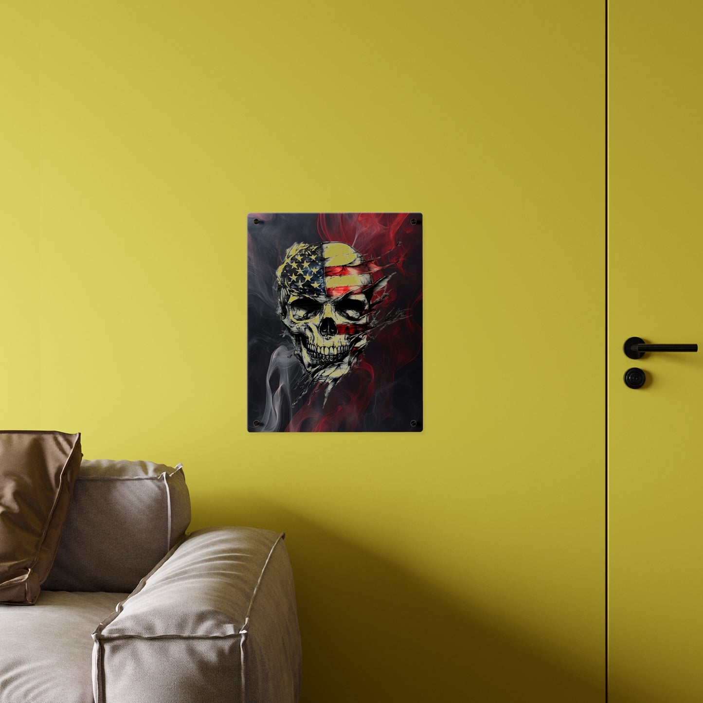 American Skull Acrylic Wall Art Panels - Edgy Decor for Rebels & Patriotic Souls