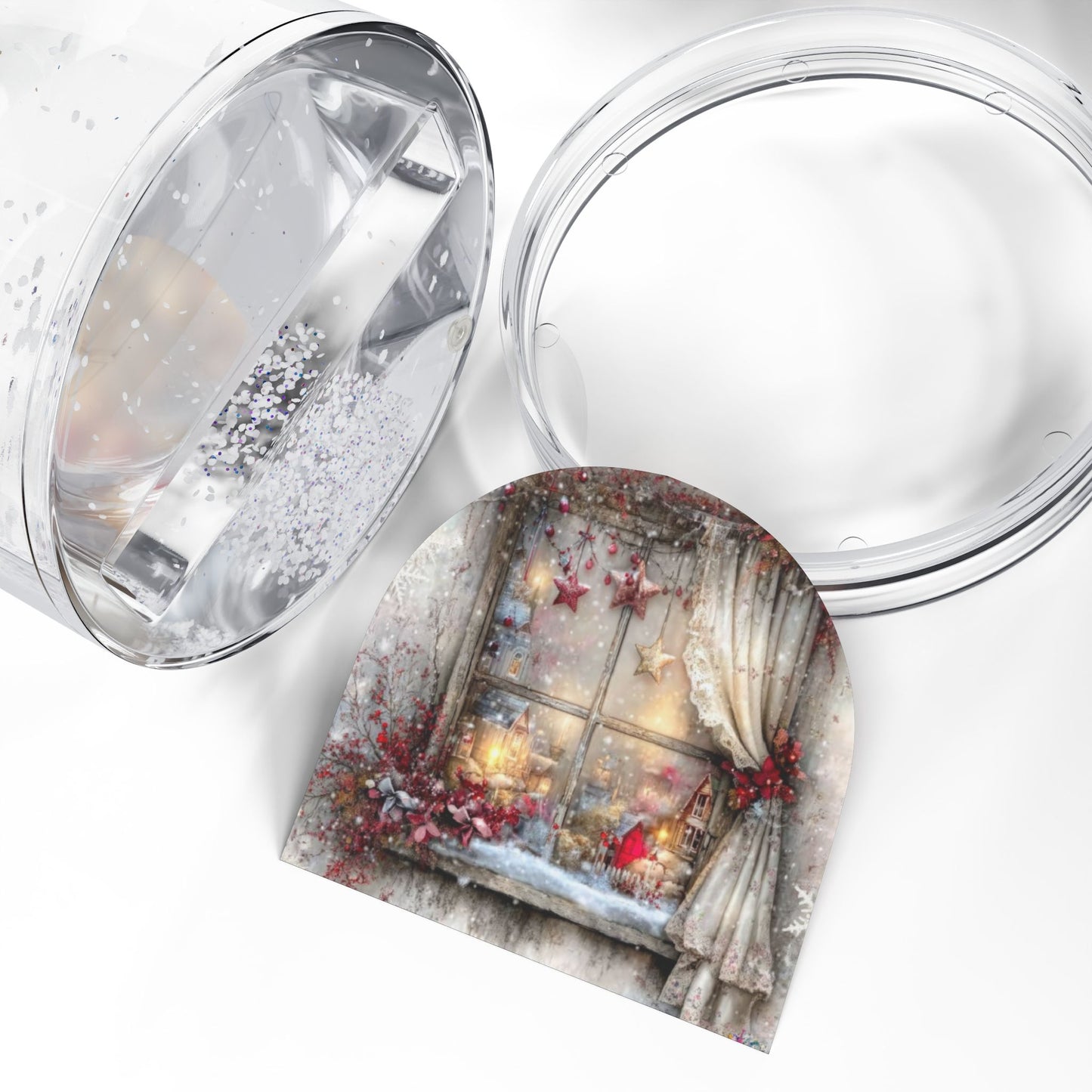 Christmas Window Snow Globe — Cozy Holiday Tabletop Decor