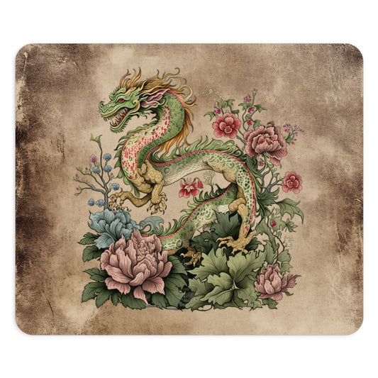 Dragon Floral Art Desk Mouse Pad - Vintage Japanese Style Desk Accessory