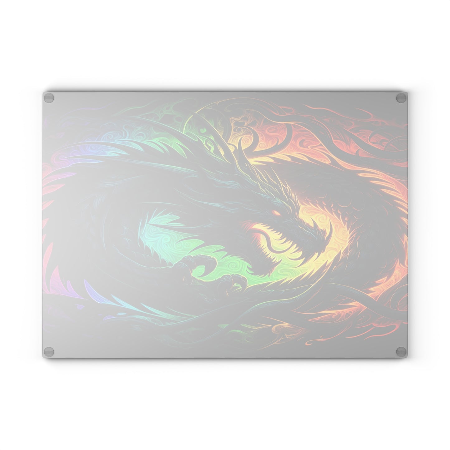 Vibrant Dragon Glass Cutting Board - Colorful Kitchen Art